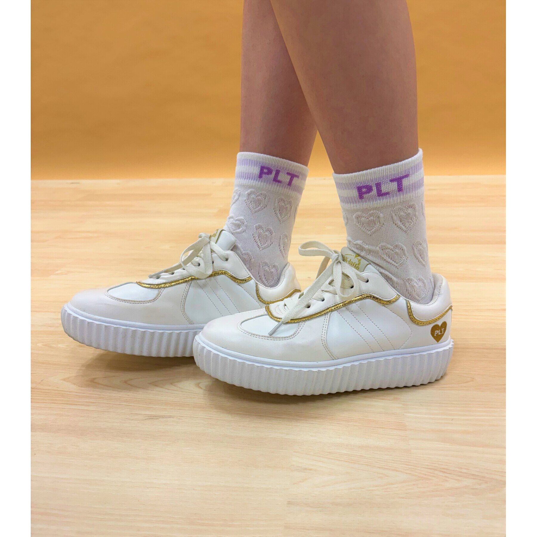 PINK-latte「【15cm丈】フロートハートソックス」|ソックス|ホワイト(001)