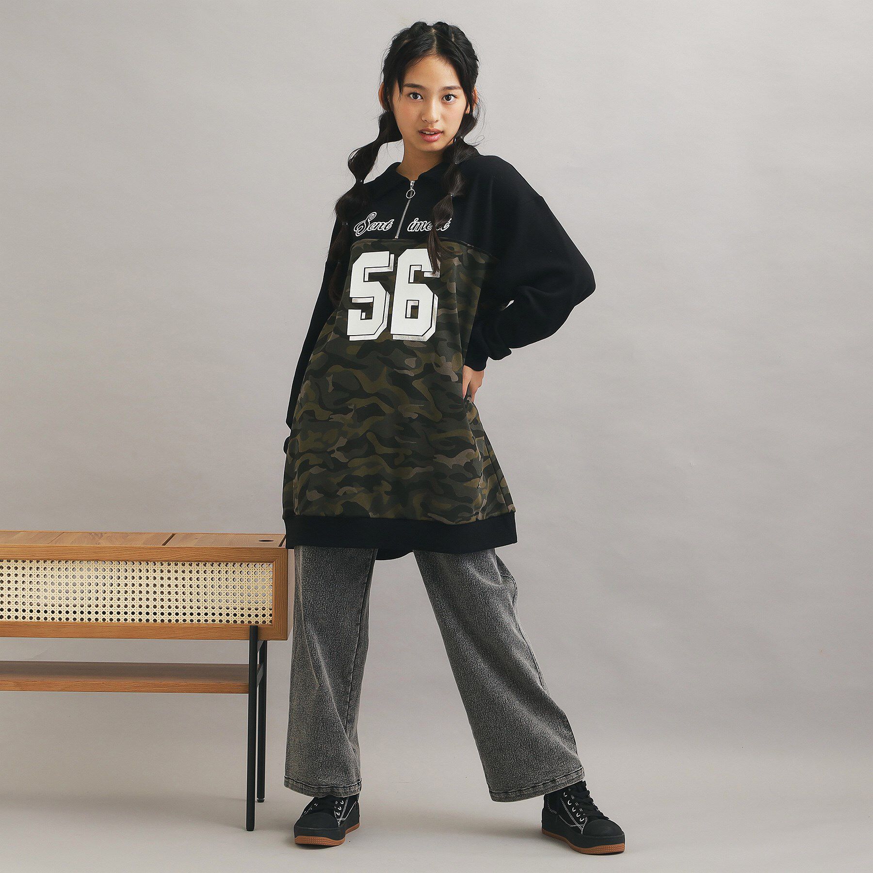 PINK-latte「ナンバー切替ハーフジップワンピース」|ワンピース|