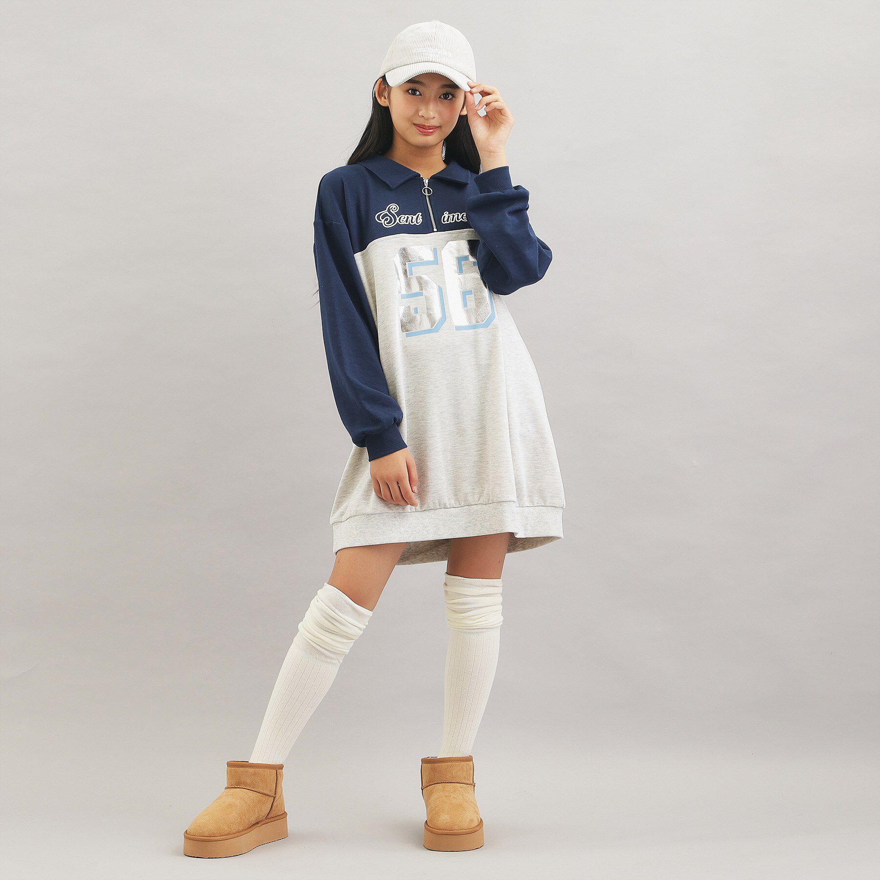 PINK-latte「ナンバー切替ハーフジップワンピース」|ワンピース|