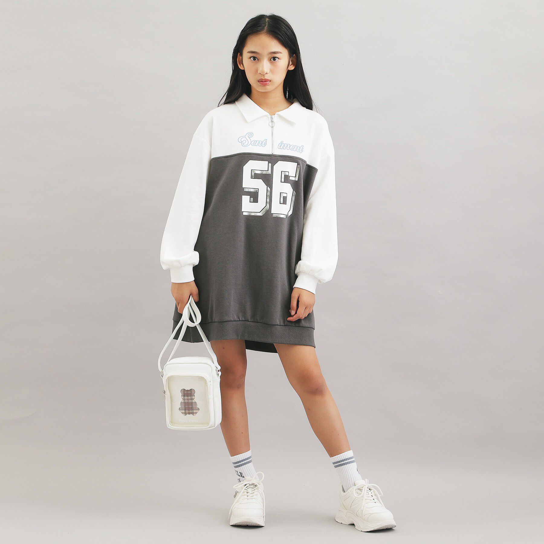 PINK-latte「ナンバー切替ハーフジップワンピース」|ワンピース|