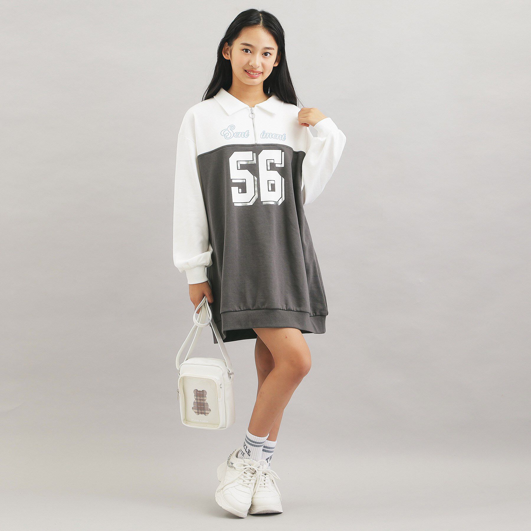 PINK-latte「ナンバー切替ハーフジップワンピース」|ワンピース|