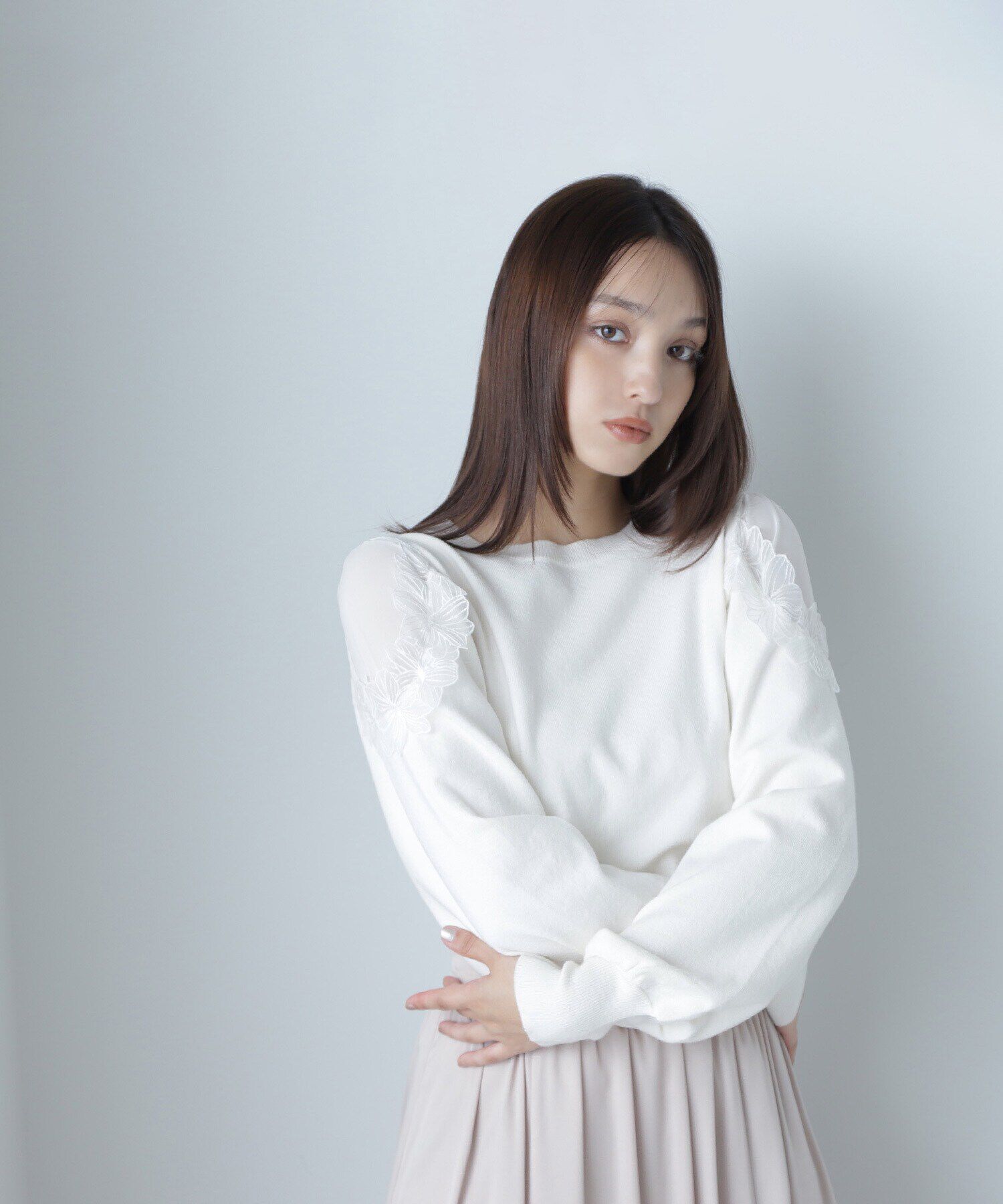  「フラワーレーストリミングニット」|ニット・セーター|