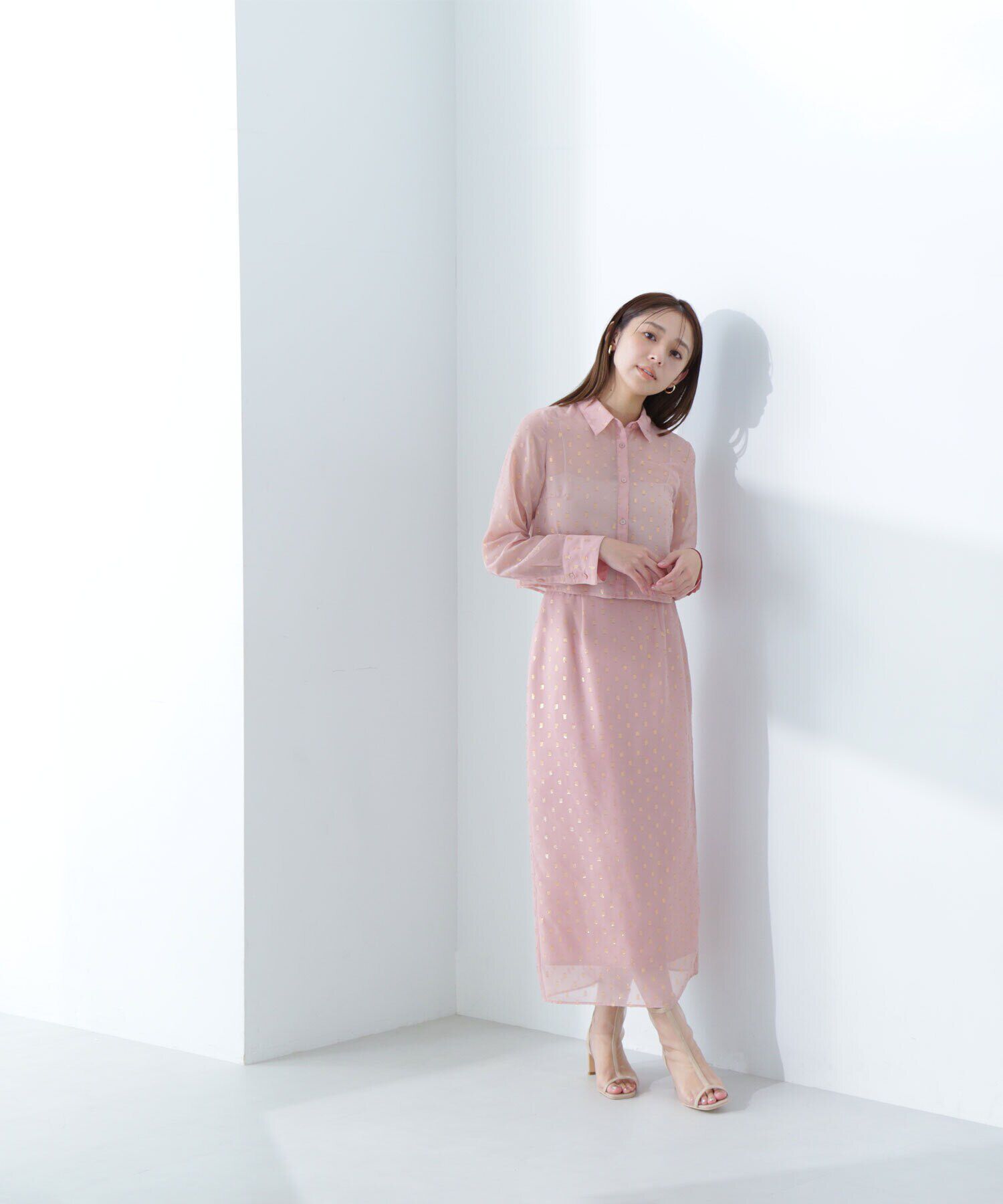  「シアーラメジャガード SETUP ナロースカート」|スカート|ピンク