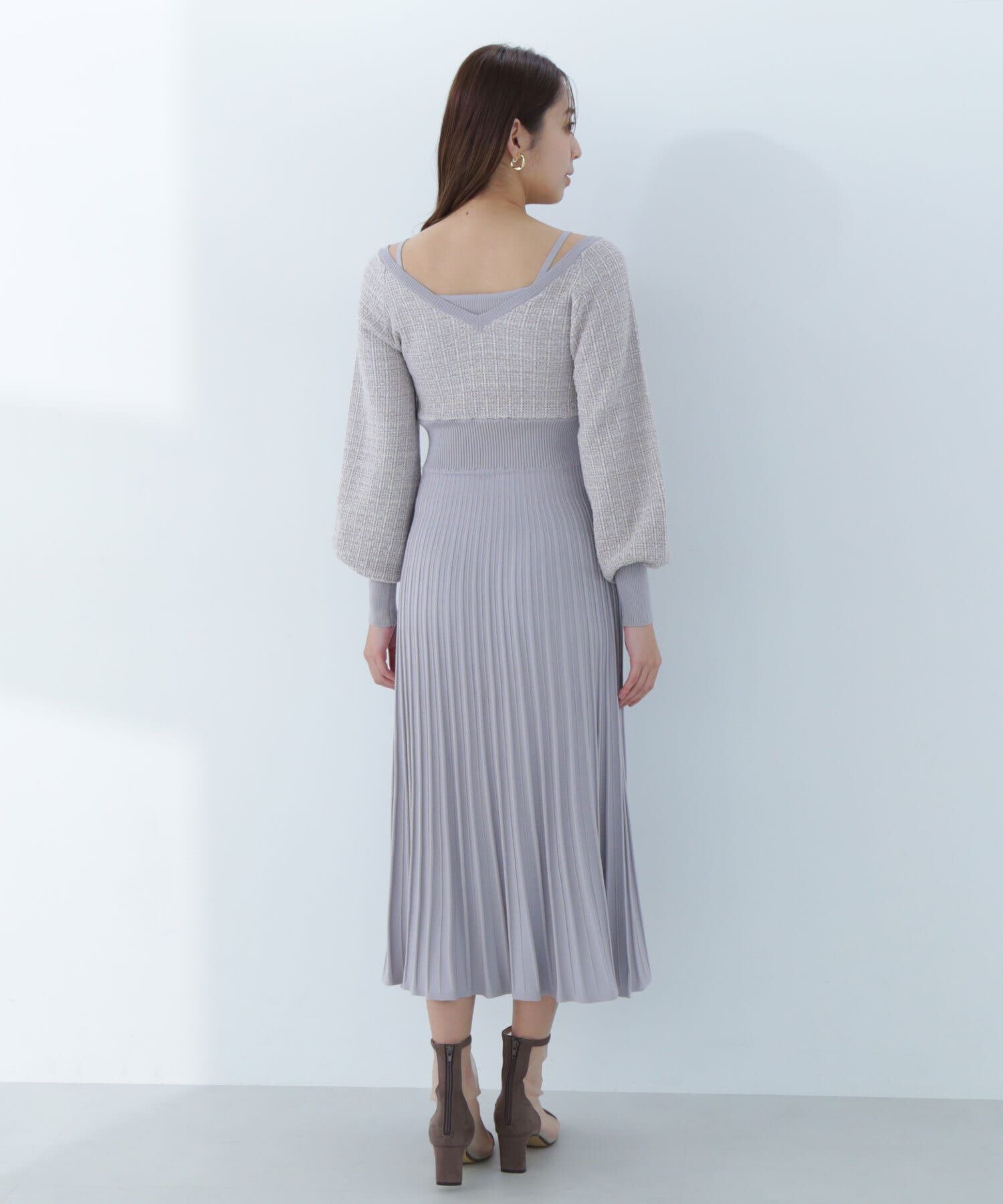  「スプリングツイードニットワンピース」|ワンピース|