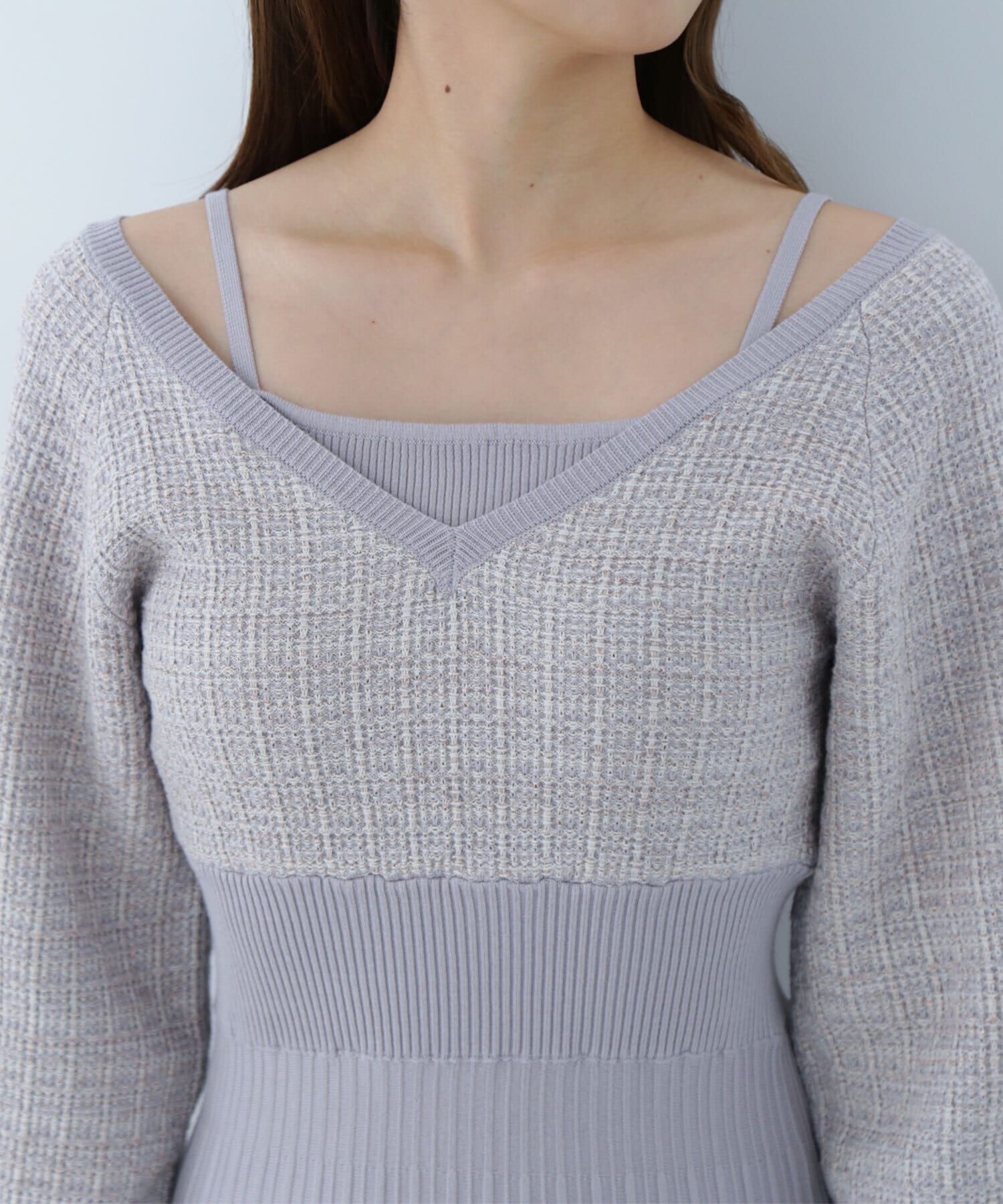  「スプリングツイードニットワンピース」|ワンピース|