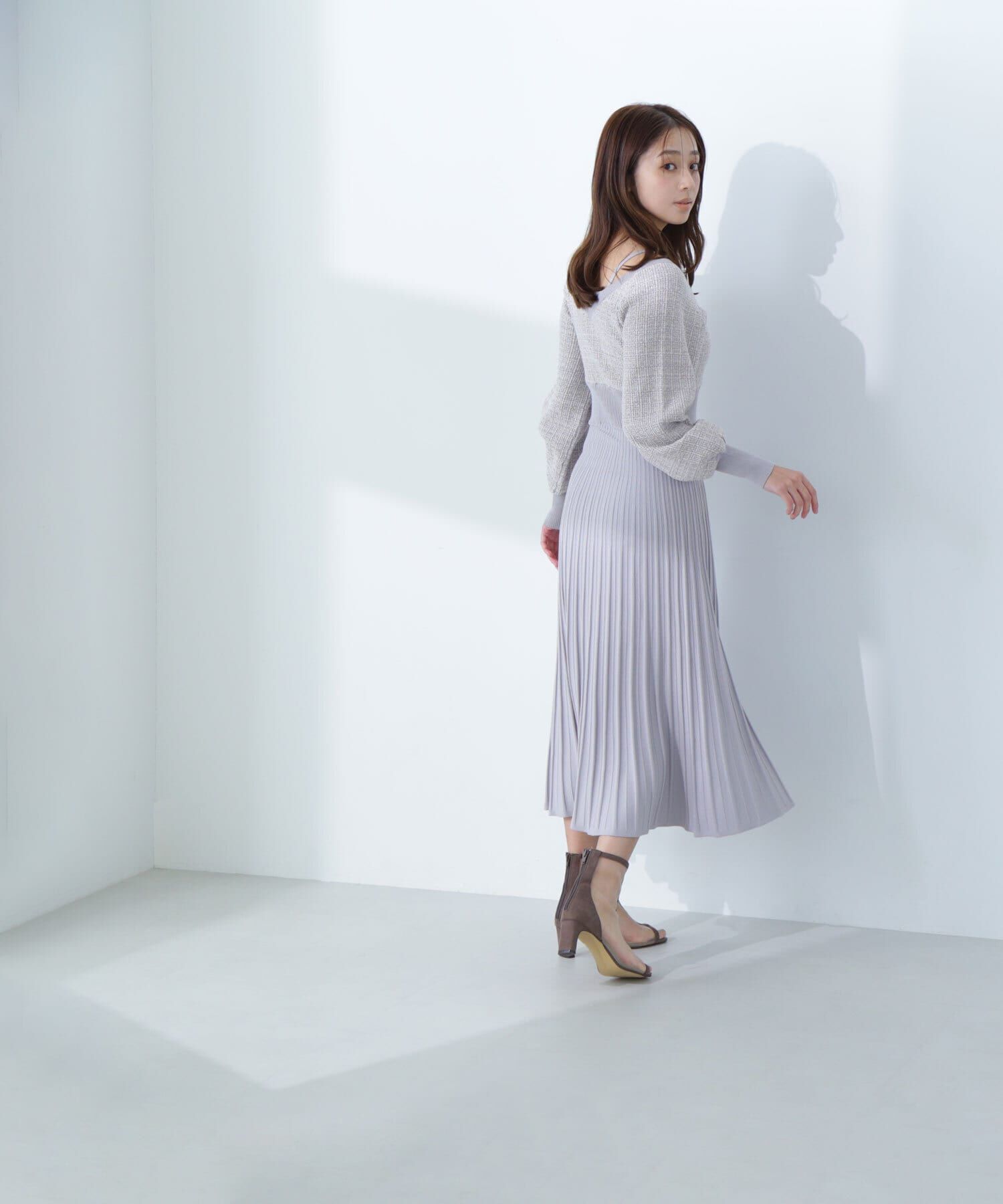  「スプリングツイードニットワンピース」|ワンピース|