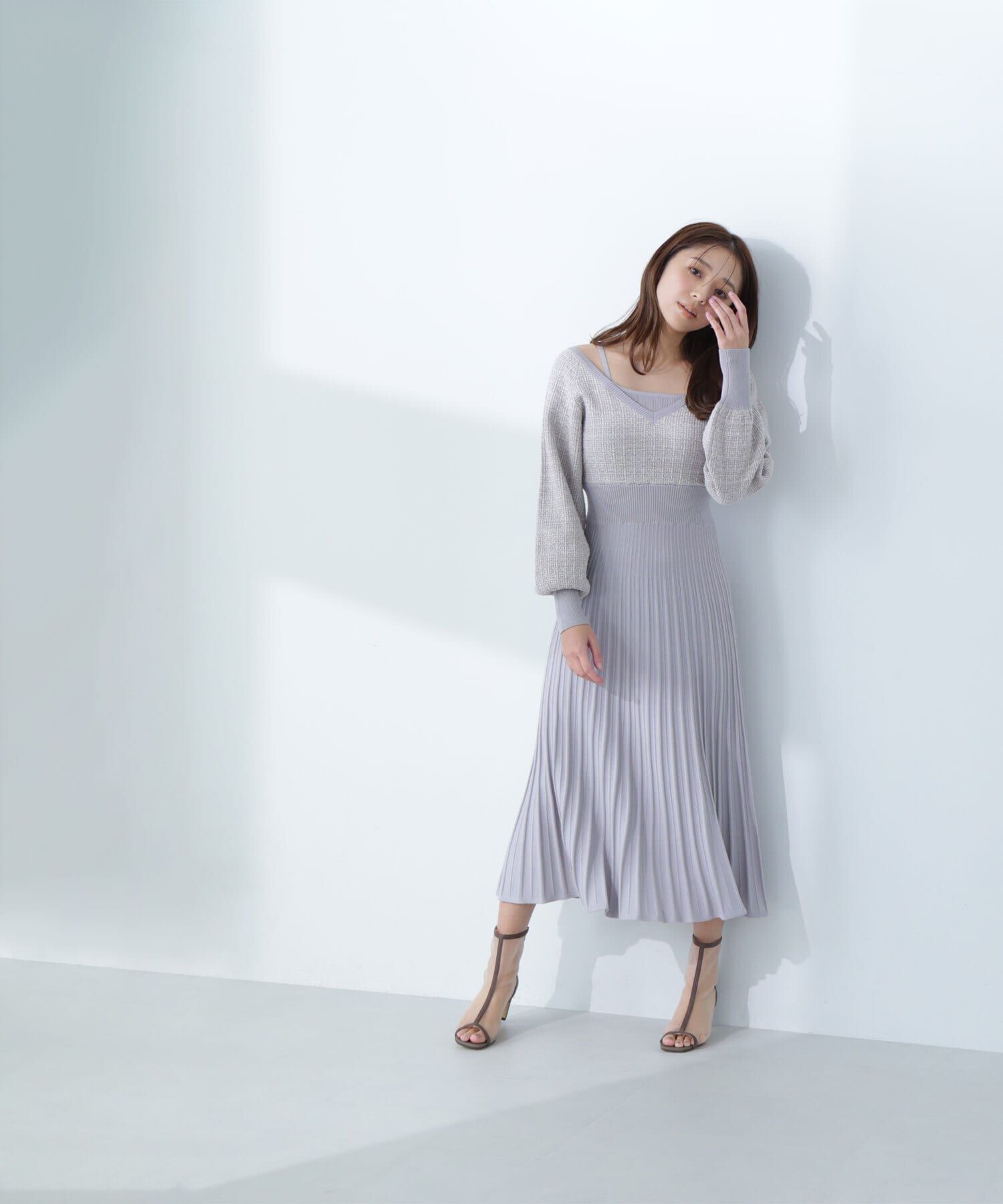  「スプリングツイードニットワンピース」|ワンピース|