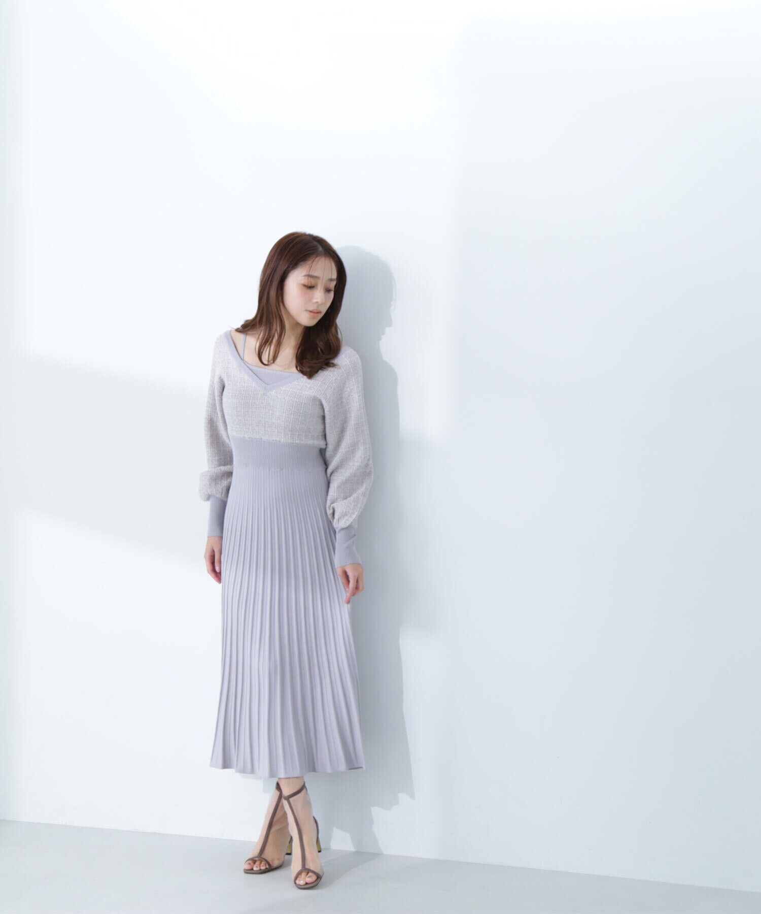  「スプリングツイードニットワンピース」|ワンピース|