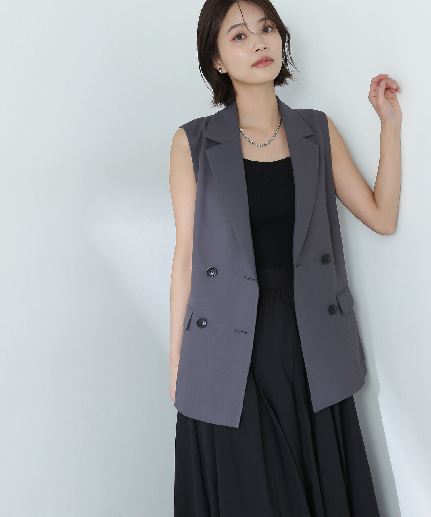  「リラクシーツイルシリーズ ダブルブレストテーラードジレ」|ブルゾン・スタジャン|