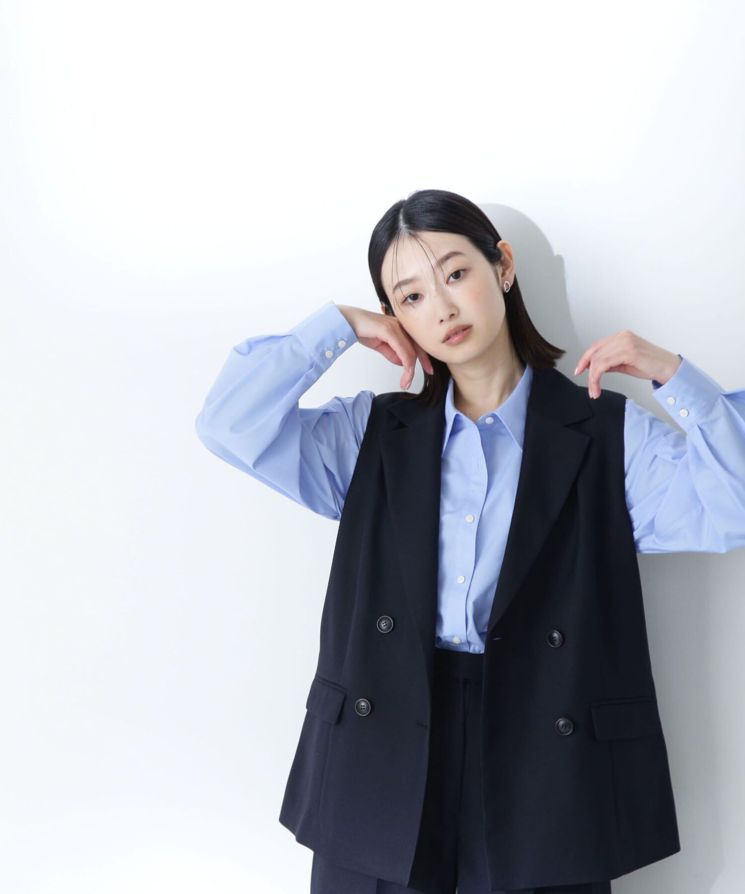  「リラクシーツイルシリーズ ダブルブレストテーラードジレ」|ブルゾン・スタジャン|