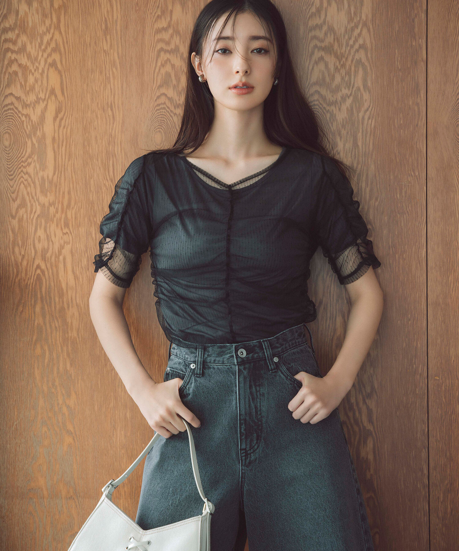  「ギャザーチュールレイヤードTシャツ」|Tシャツ・カットソー|クロ系2