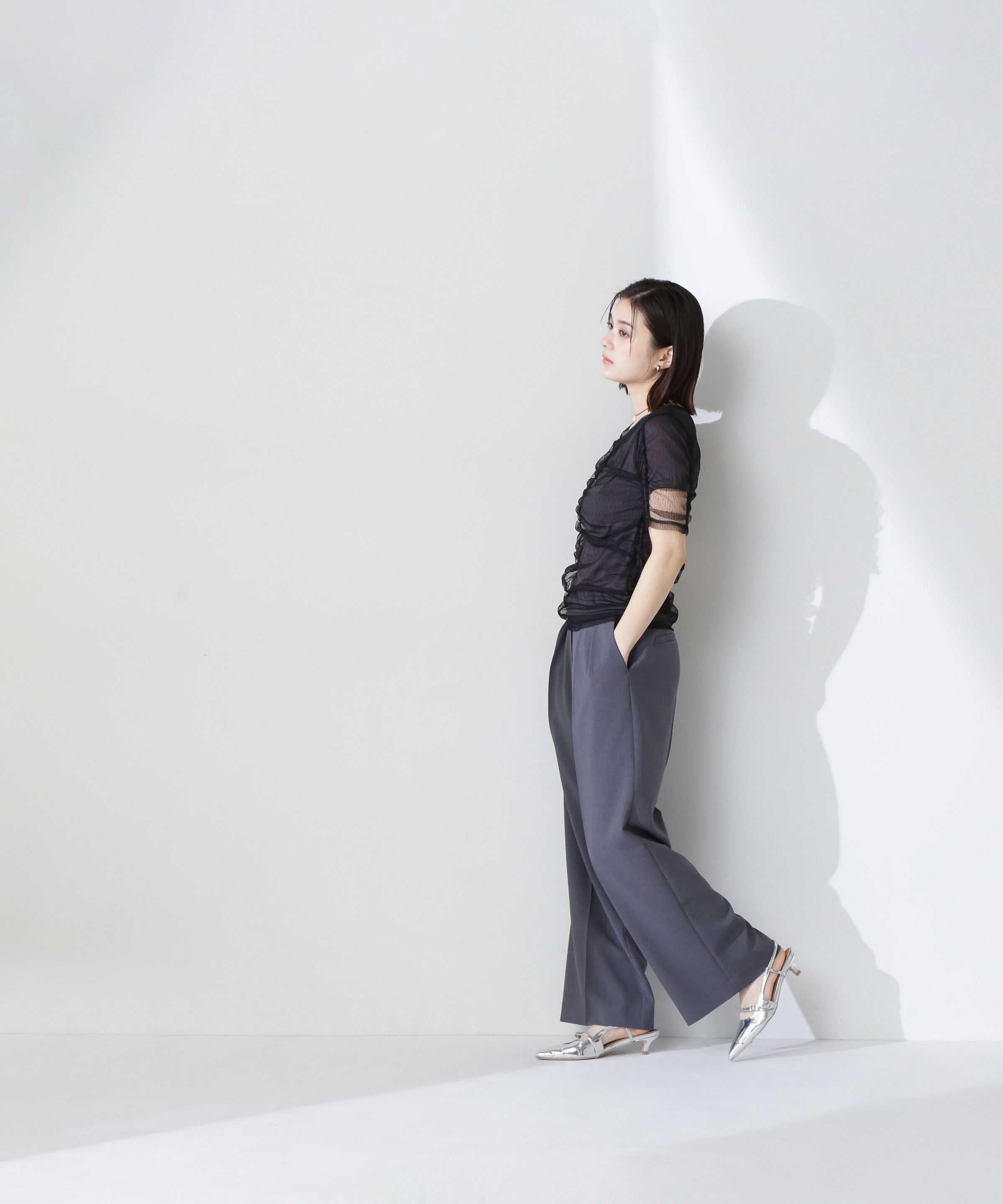  「ギャザーチュールレイヤードTシャツ」|Tシャツ・カットソー|