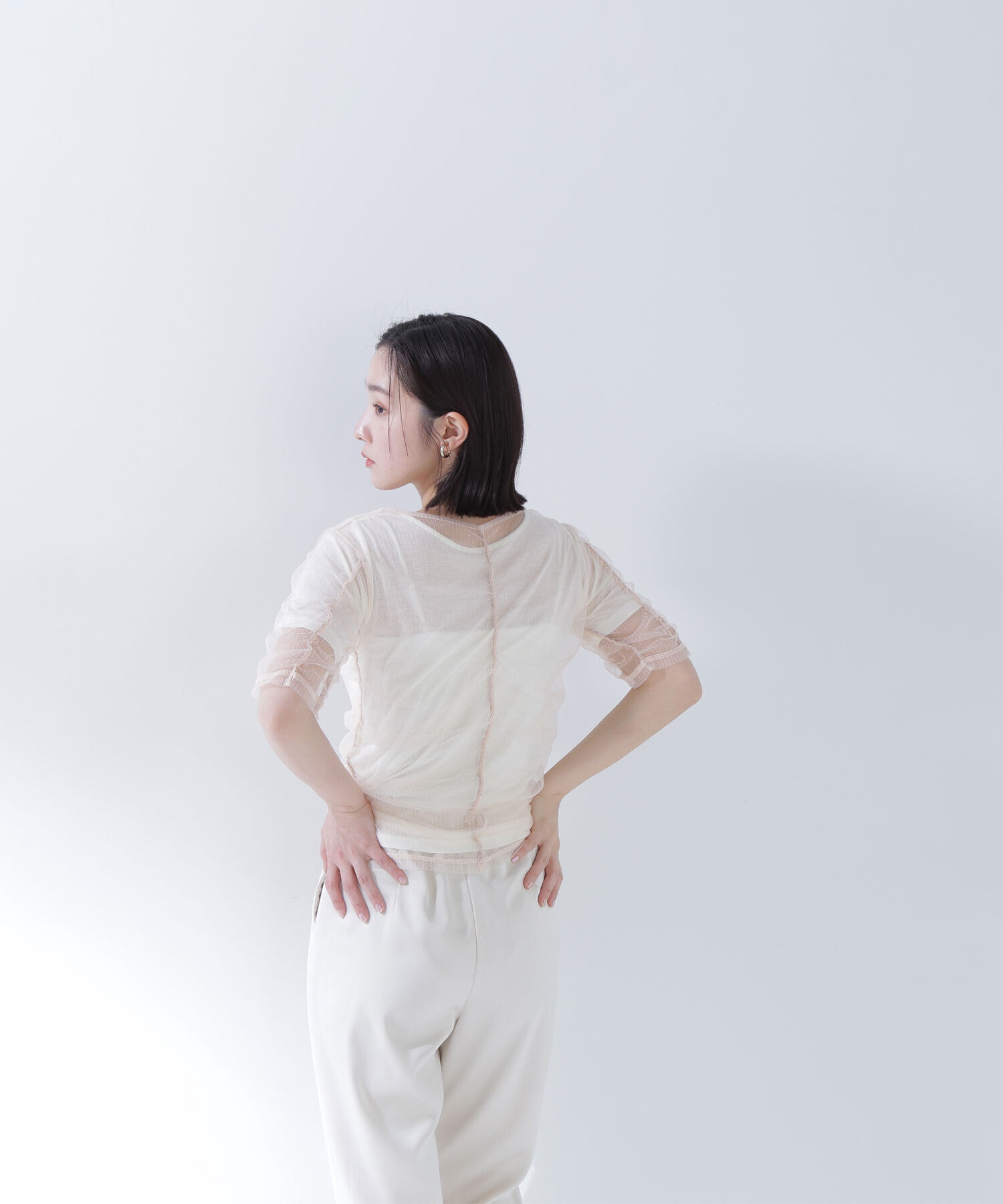  「ギャザーチュールレイヤードTシャツ」|Tシャツ・カットソー|