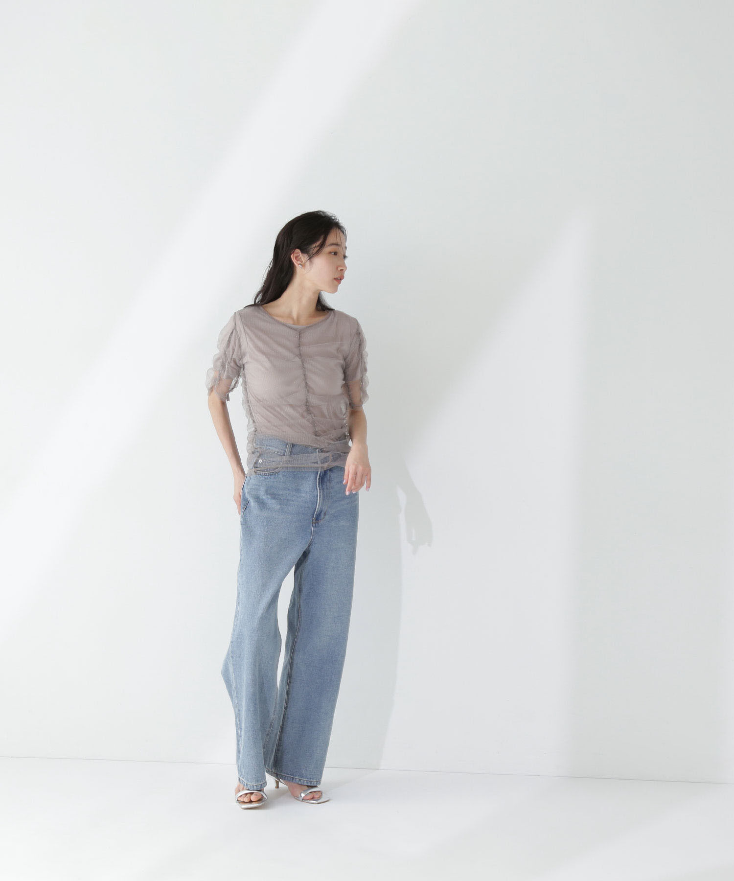  「ギャザーチュールレイヤードTシャツ」|Tシャツ・カットソー|