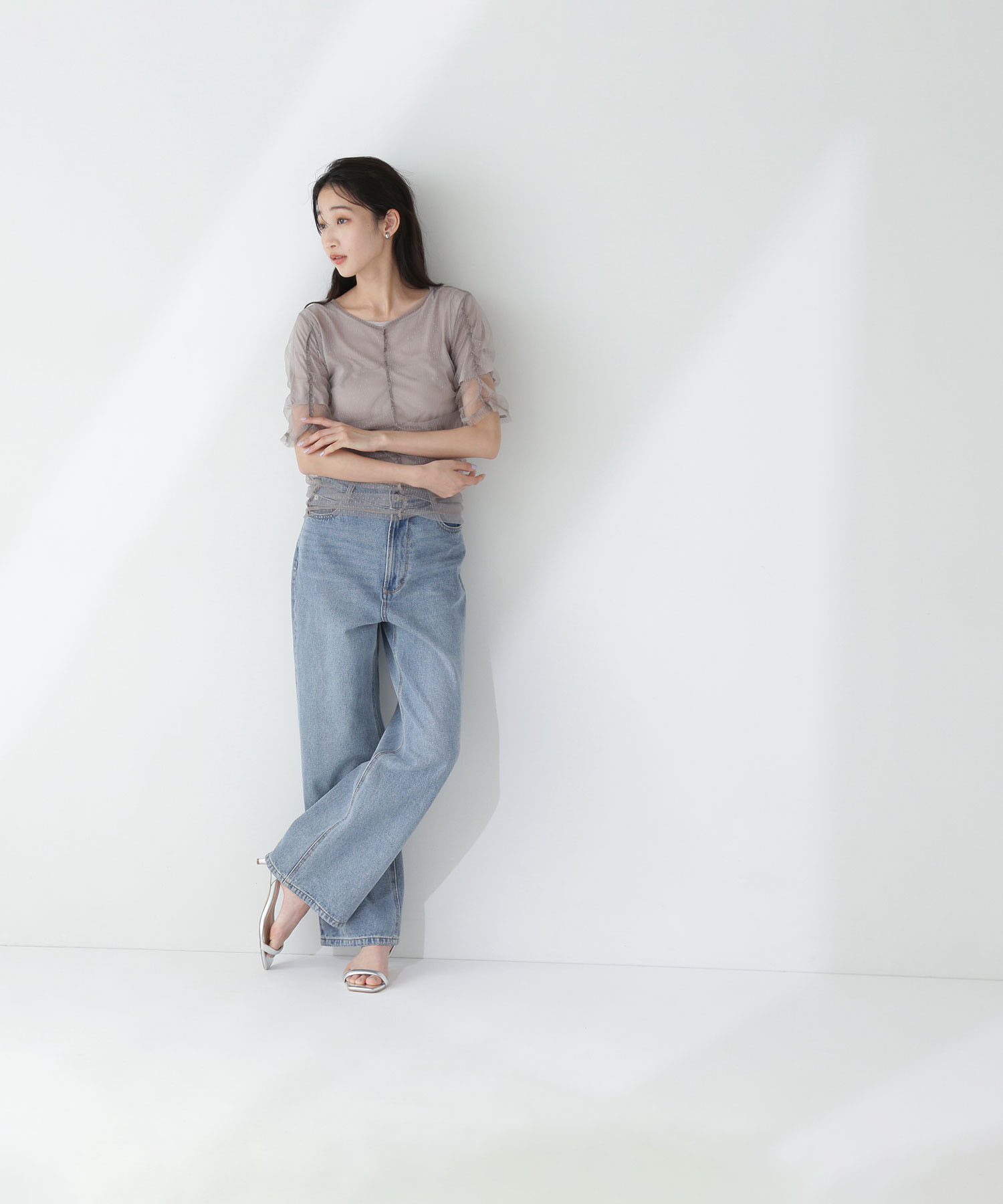  「ギャザーチュールレイヤードTシャツ」|Tシャツ・カットソー|