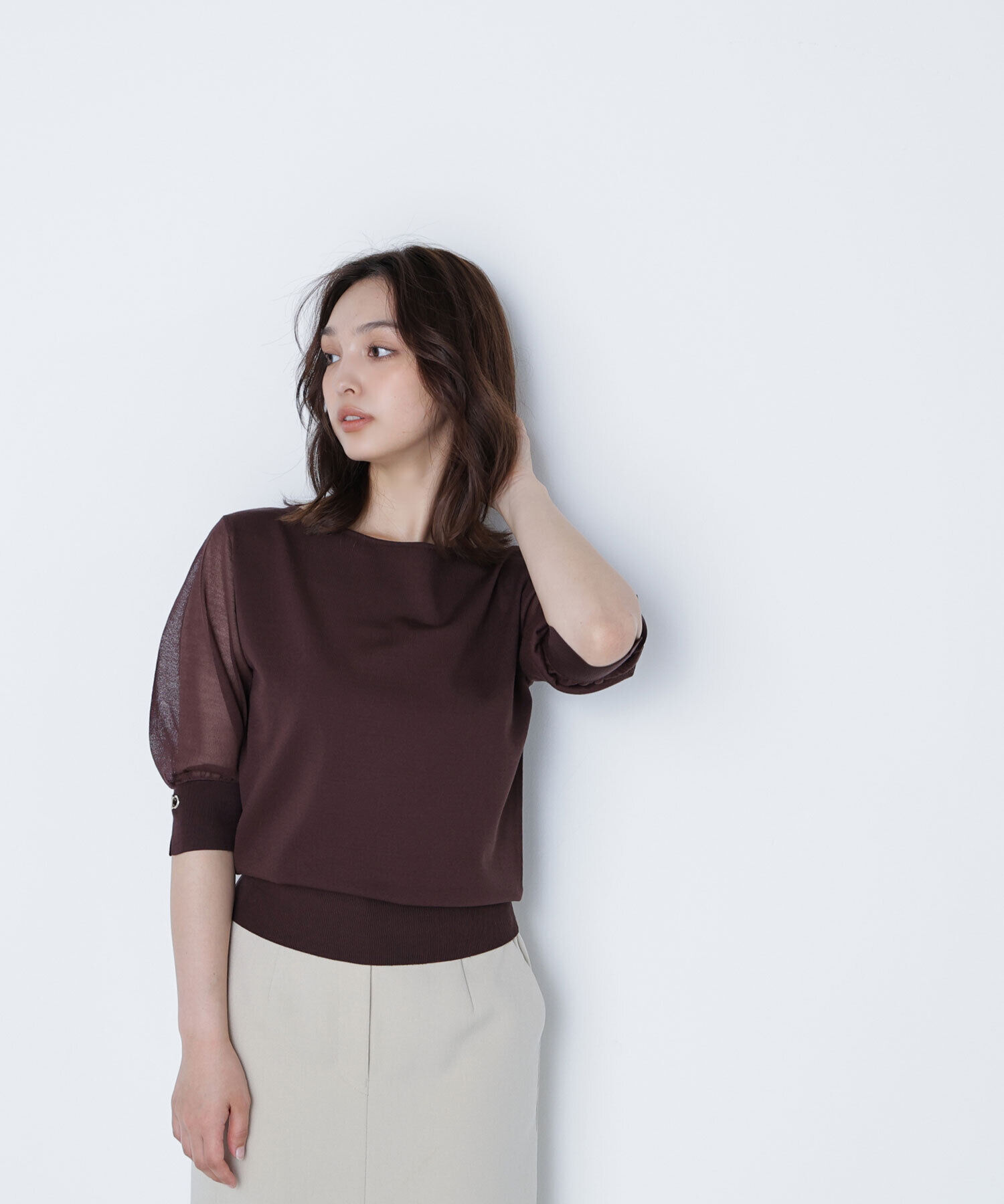  「シアースリーブハトメカフスニット」|ニット・セーター|