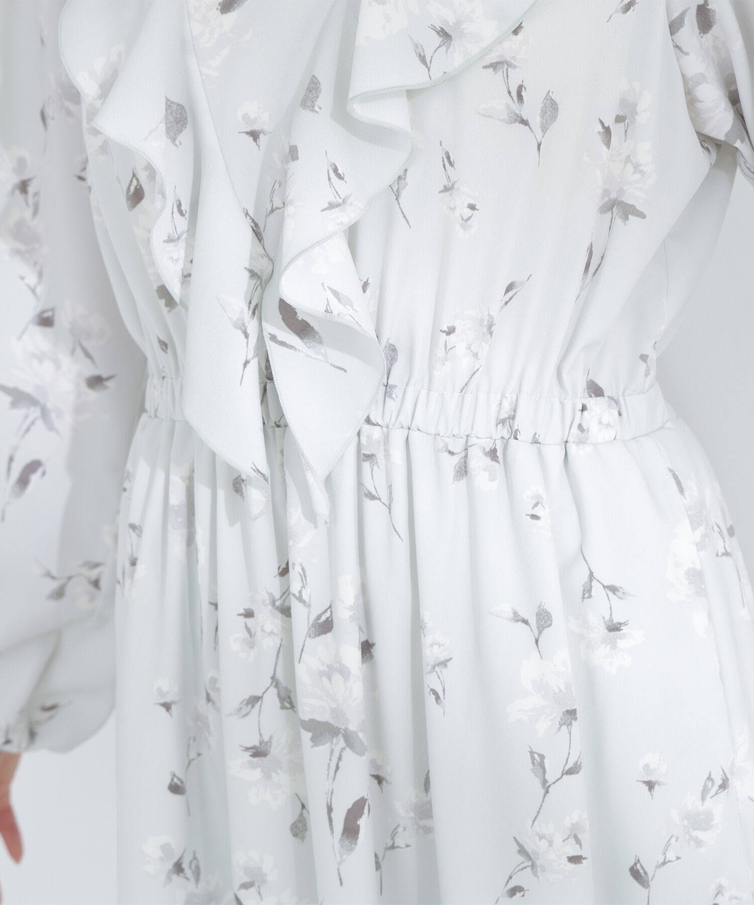  「ラッフルフラワープリントワンピース」|ワンピース|