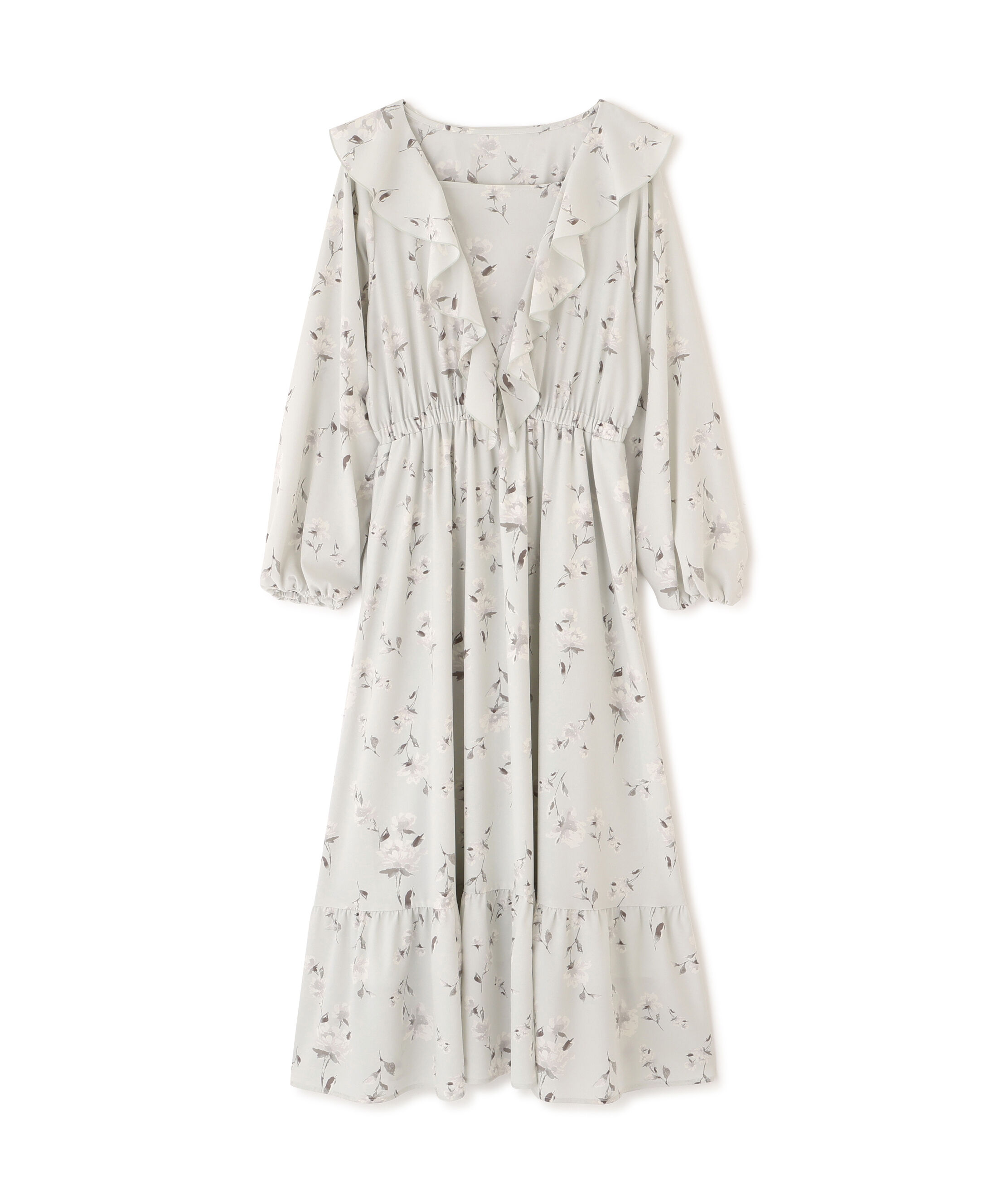  「ラッフルフラワープリントワンピース」|ワンピース|