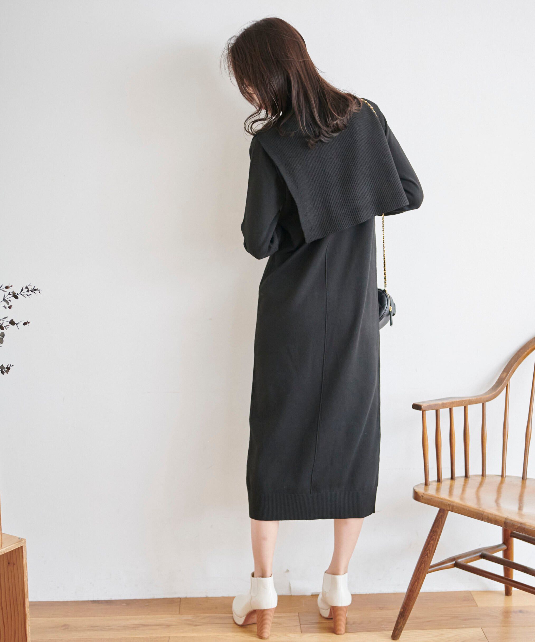  「ハイネックレイヤードニットワンピース」|ワンピース|