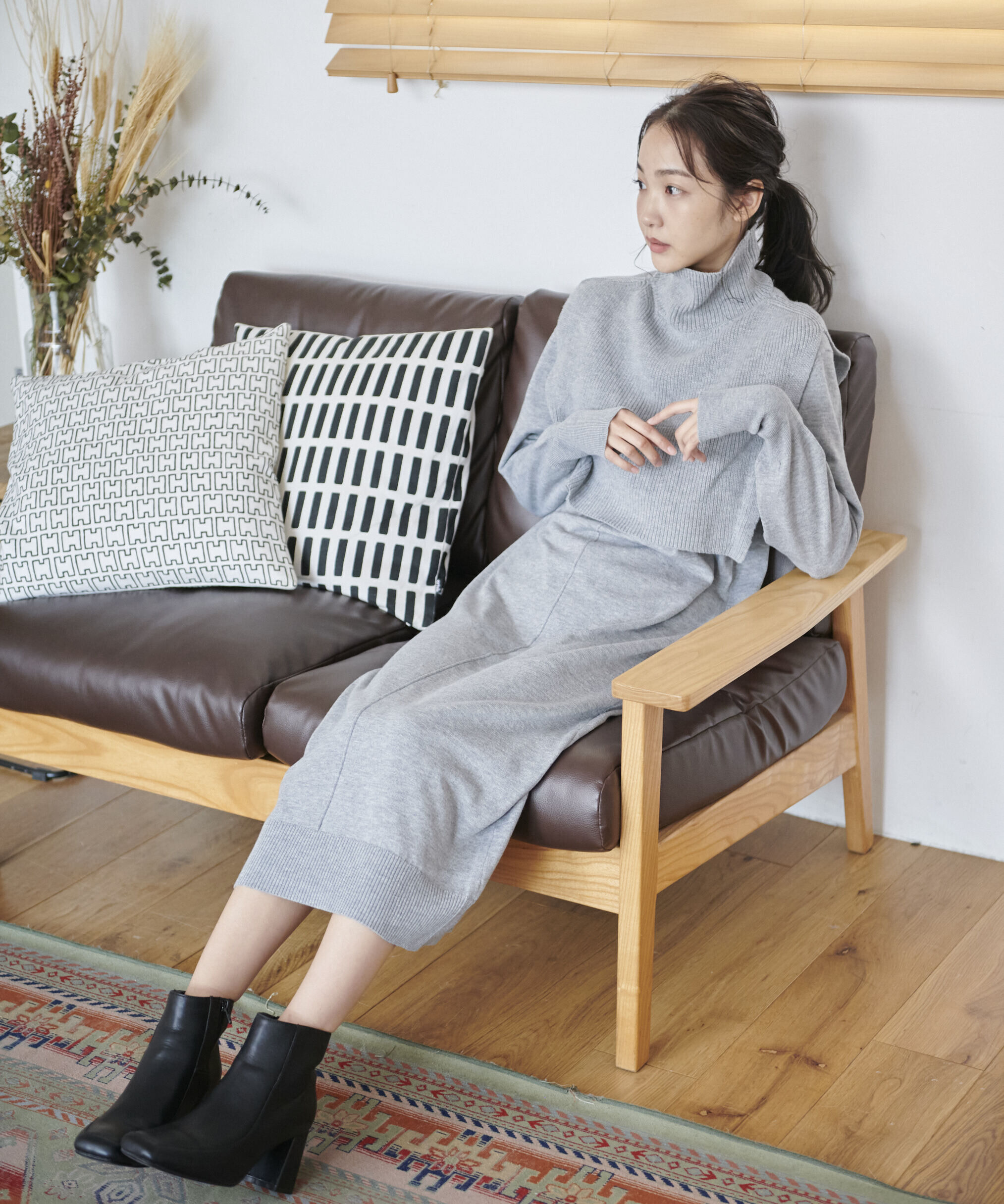  「ハイネックレイヤードニットワンピース」|ワンピース|