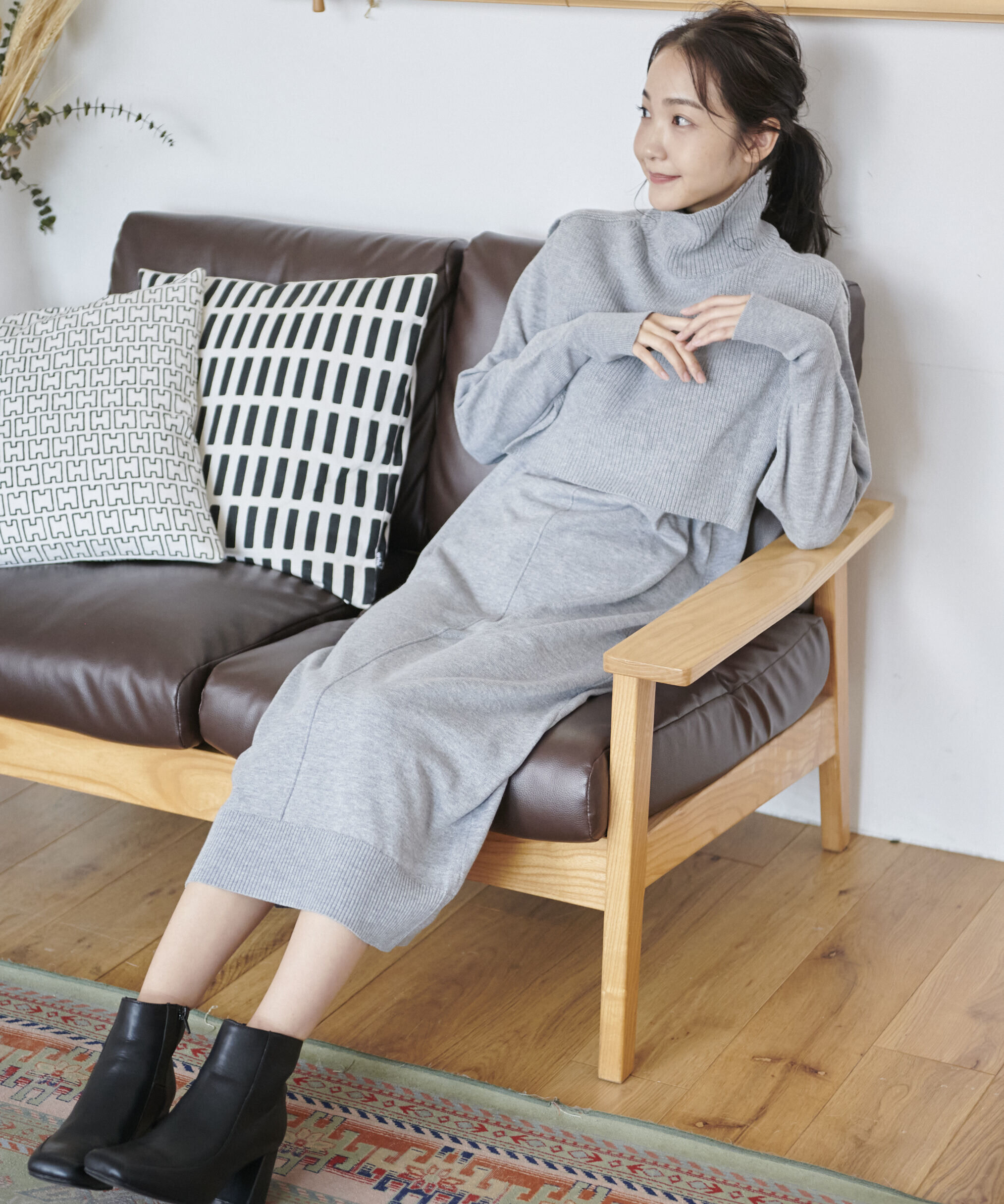  「ハイネックレイヤードニットワンピース」|ワンピース|