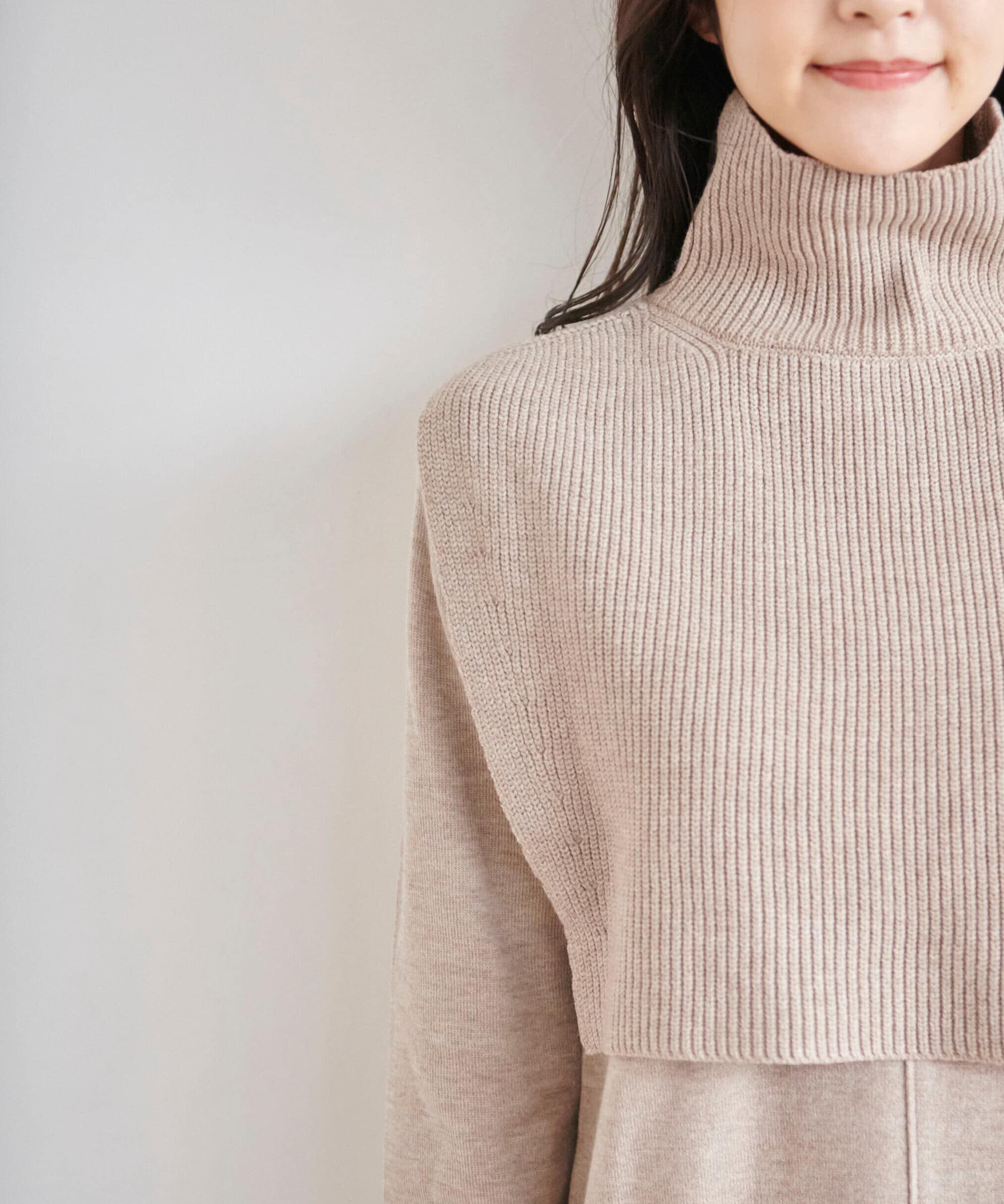  「ハイネックレイヤードニットワンピース」|ワンピース|