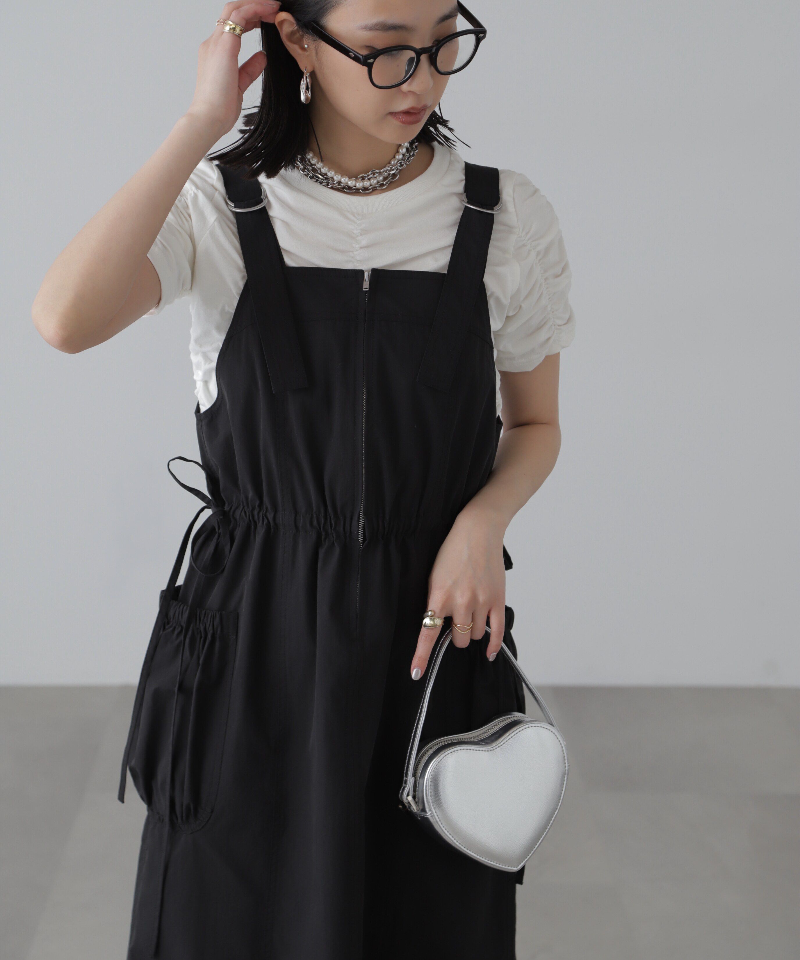  「フロントジップジャンパースカート」|ワンピース|