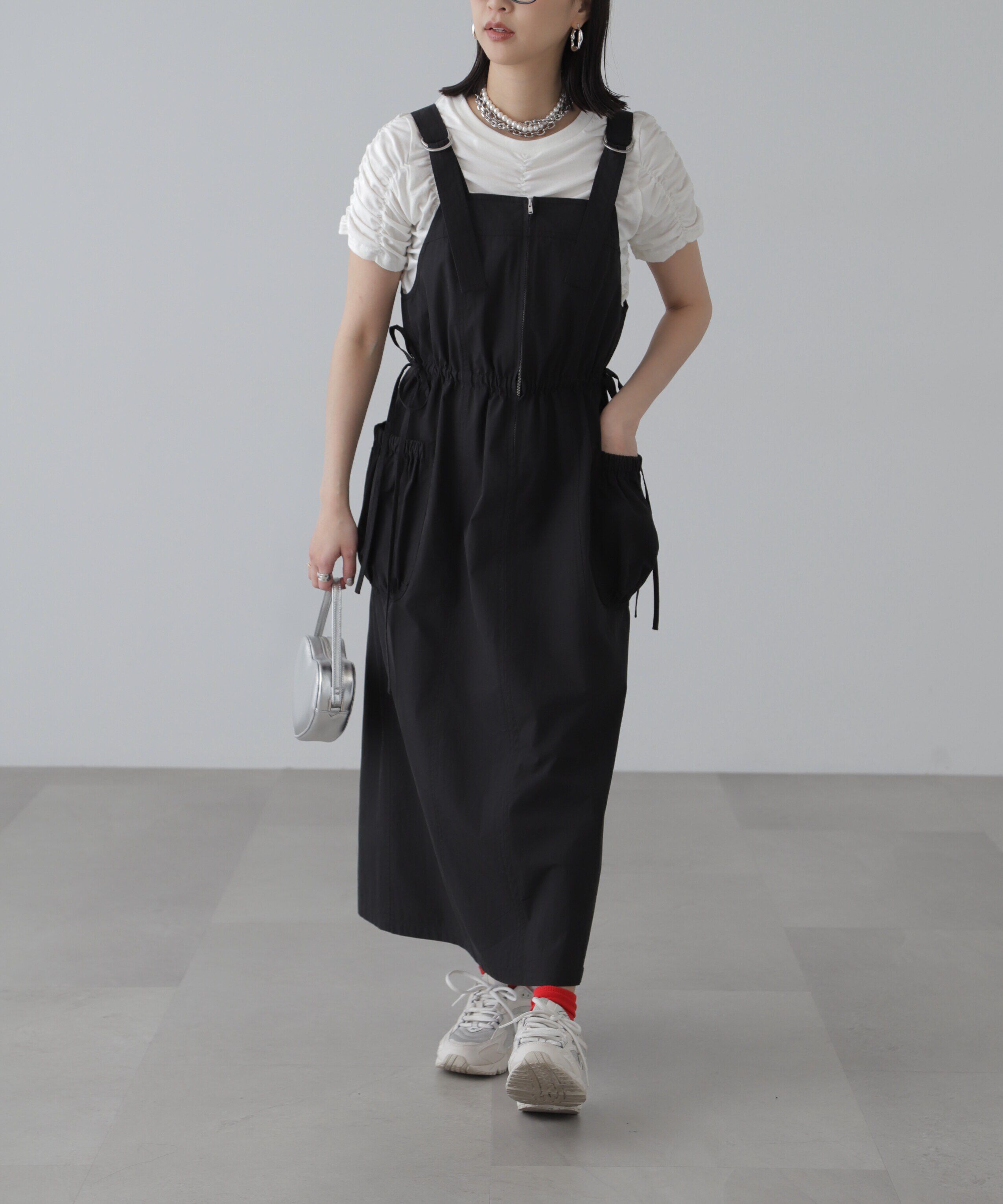  「フロントジップジャンパースカート」|ワンピース|