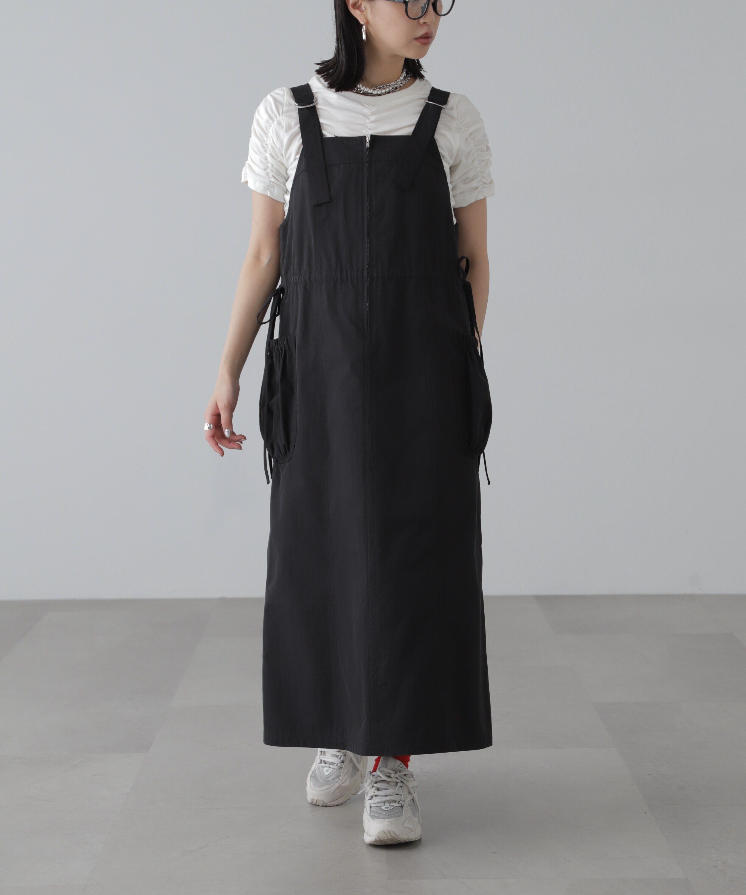 「フロントジップジャンパースカート」|ワンピース|