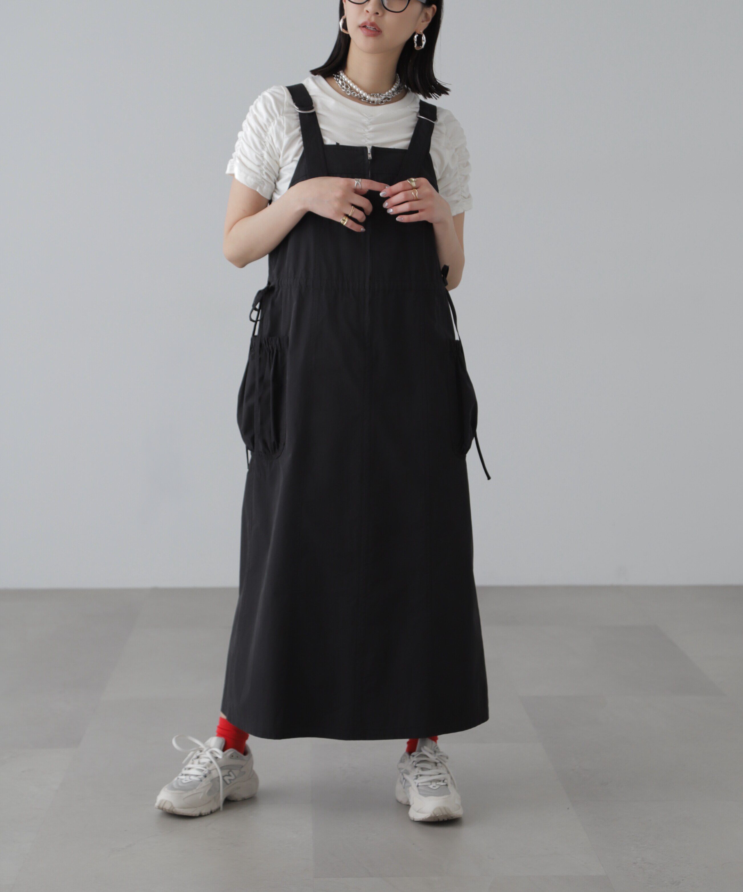  「フロントジップジャンパースカート」|ワンピース|