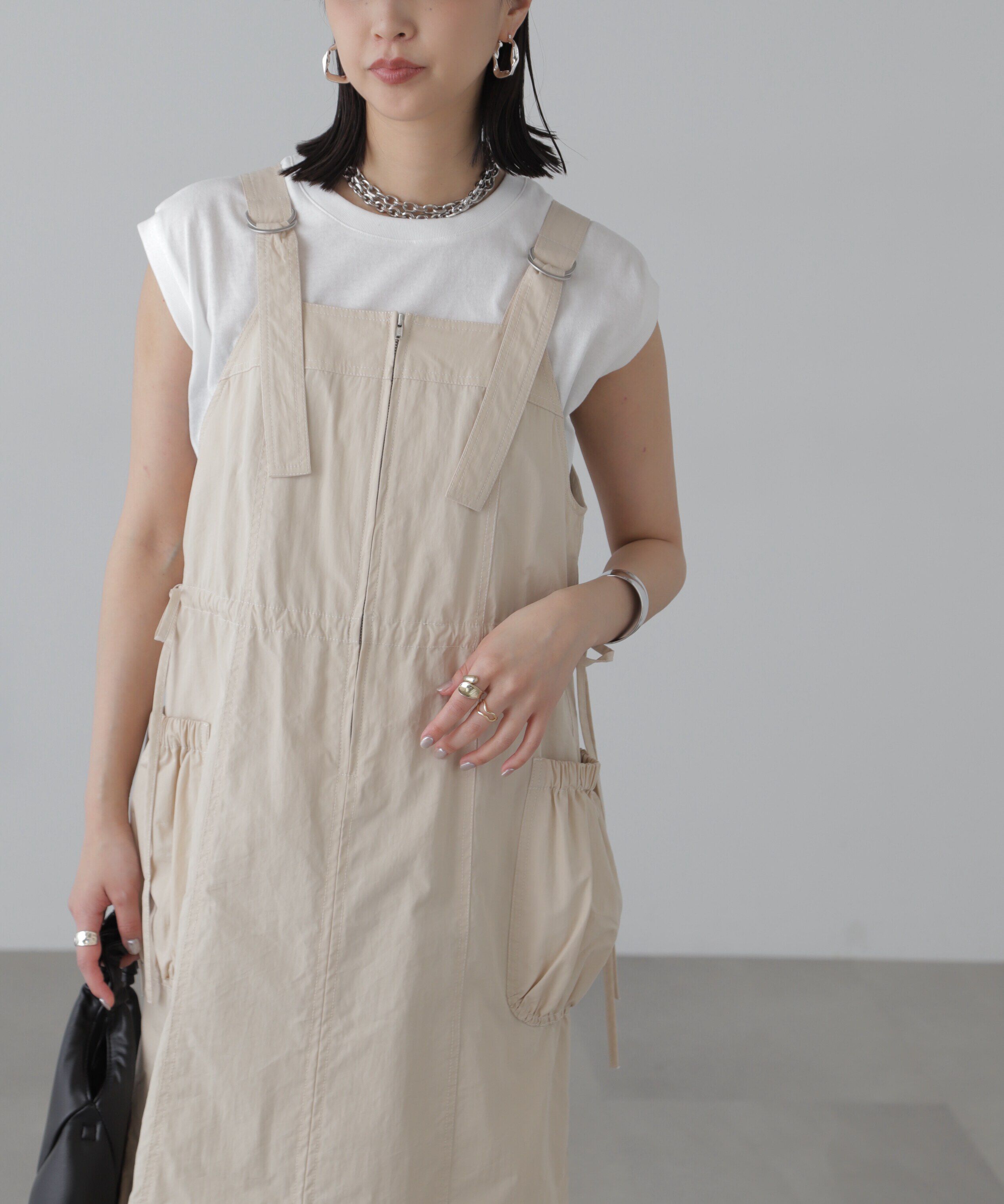  「フロントジップジャンパースカート」|ワンピース|