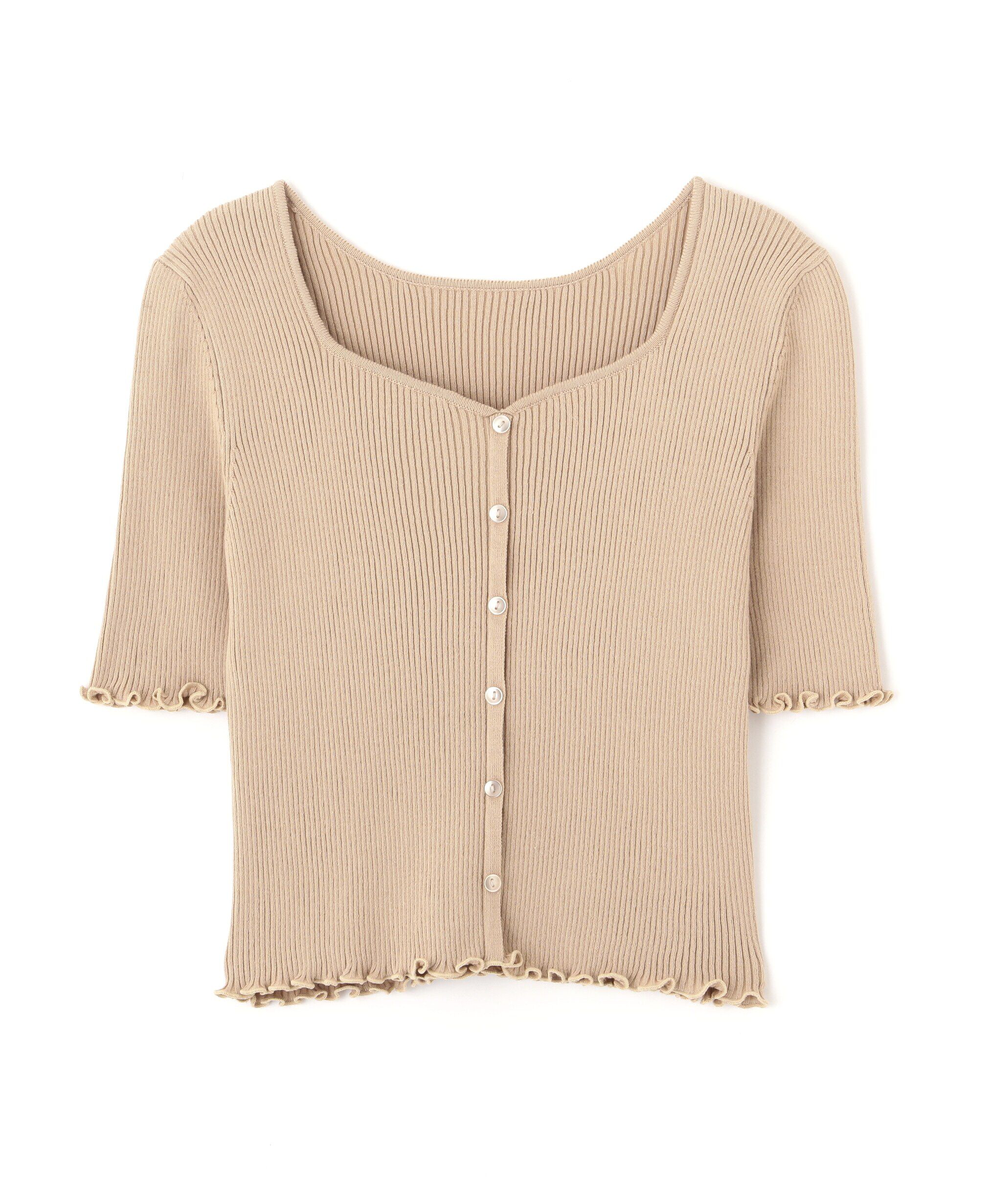  「前後2Wayメローフリル半袖ニット」|ニット・セーター|