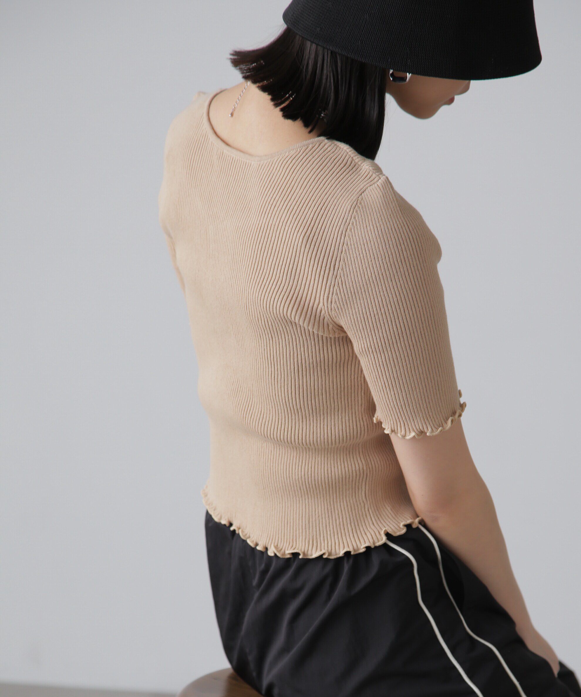  「前後2Wayメローフリル半袖ニット」|ニット・セーター|