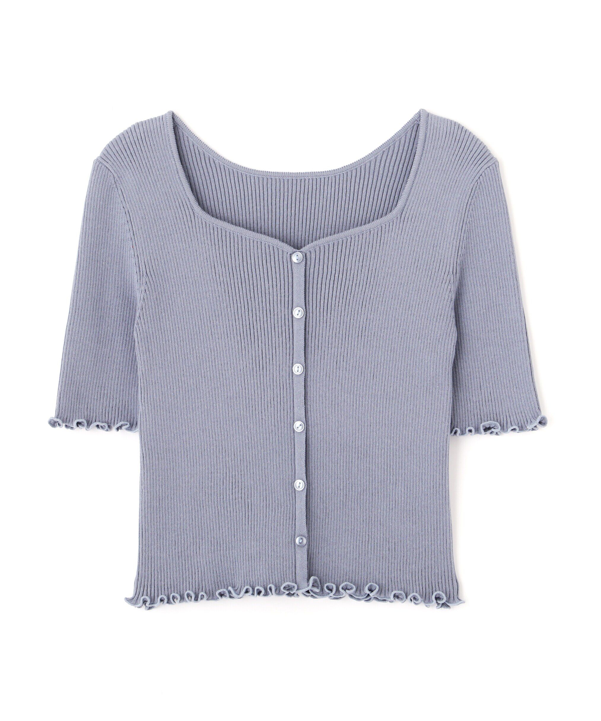  「前後2Wayメローフリル半袖ニット」|ニット・セーター|