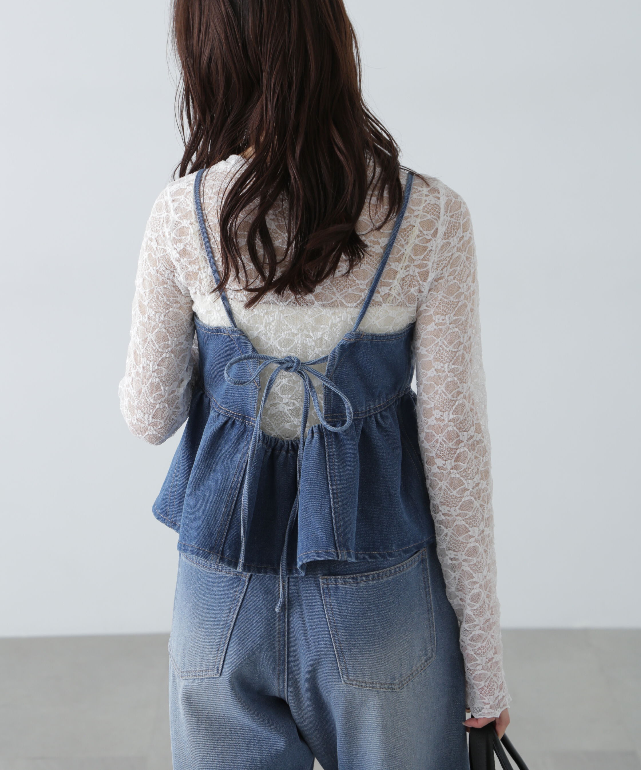  「ペプラムギャザーデニムビスチェ」|シャツ・ブラウス|