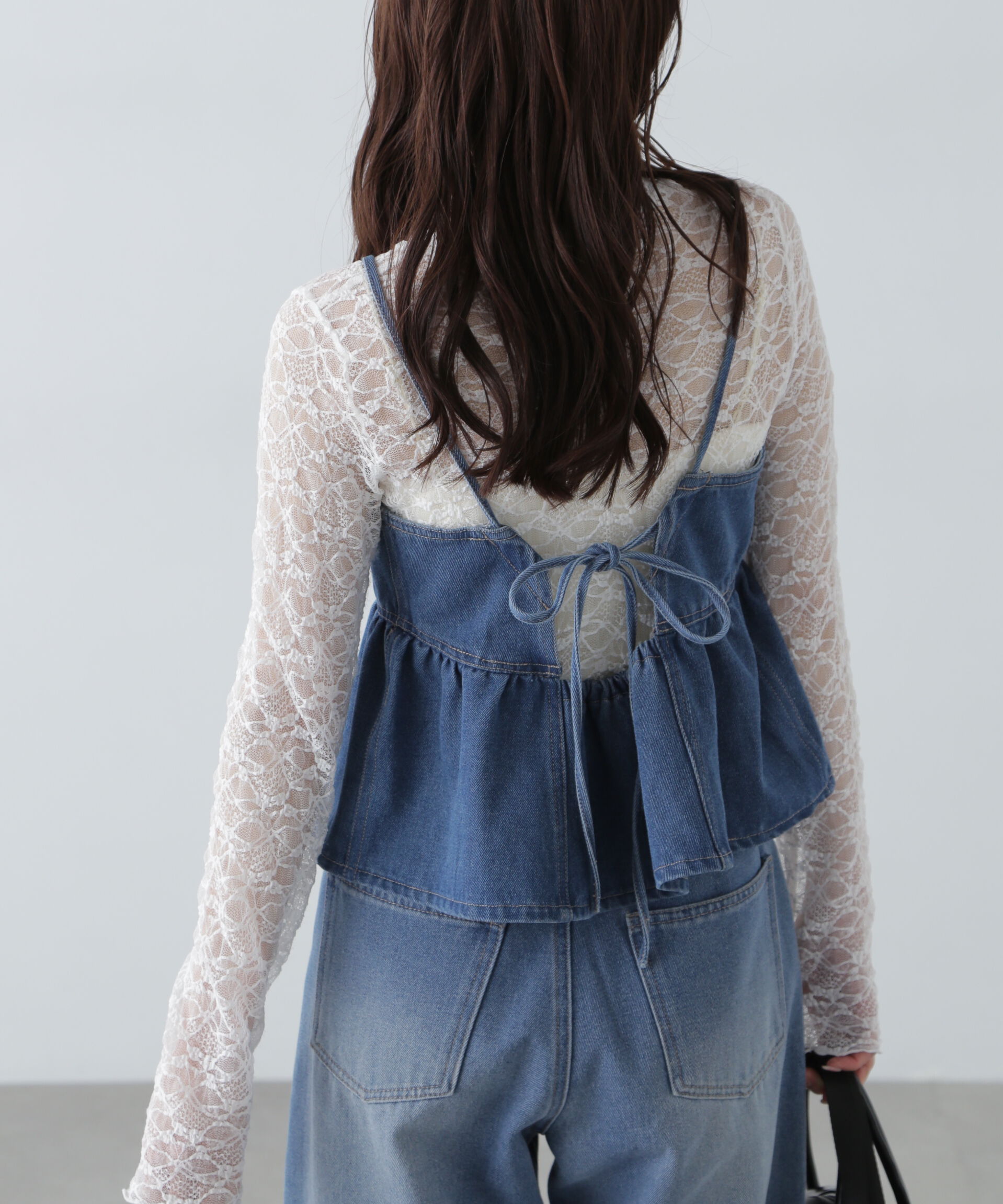  「ペプラムギャザーデニムビスチェ」|シャツ・ブラウス|