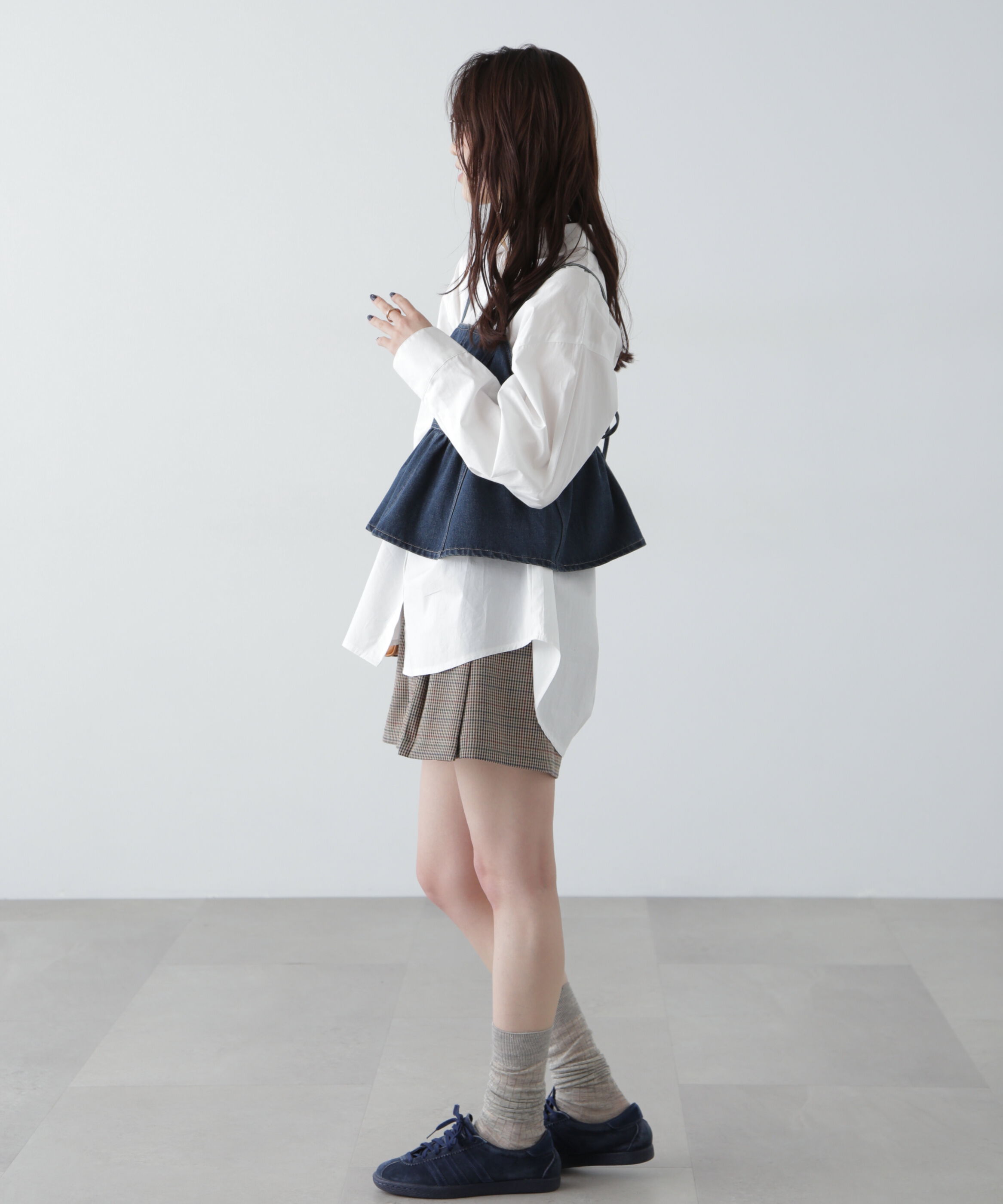  「ペプラムギャザーデニムビスチェ」|シャツ・ブラウス|