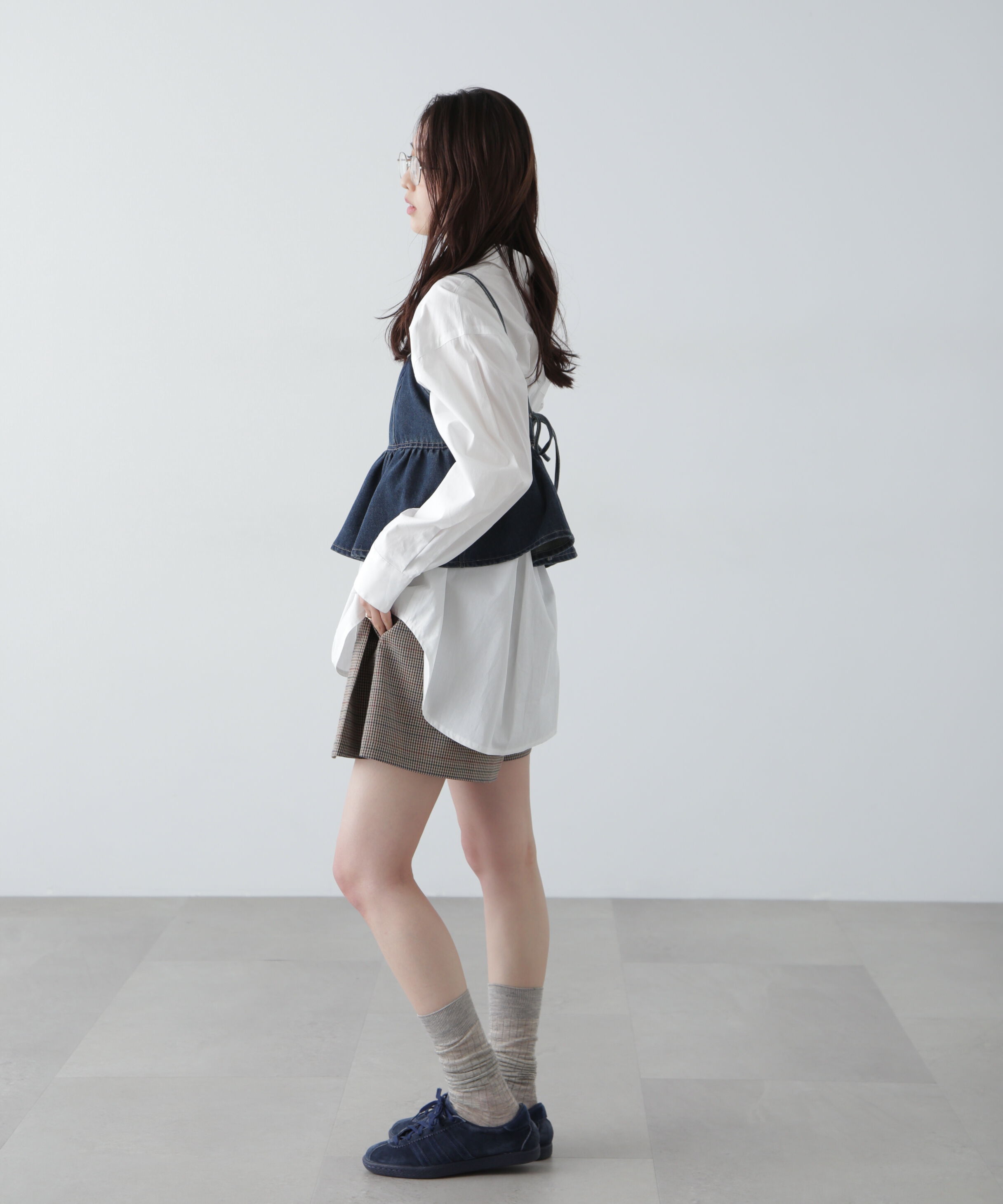  「ペプラムギャザーデニムビスチェ」|シャツ・ブラウス|