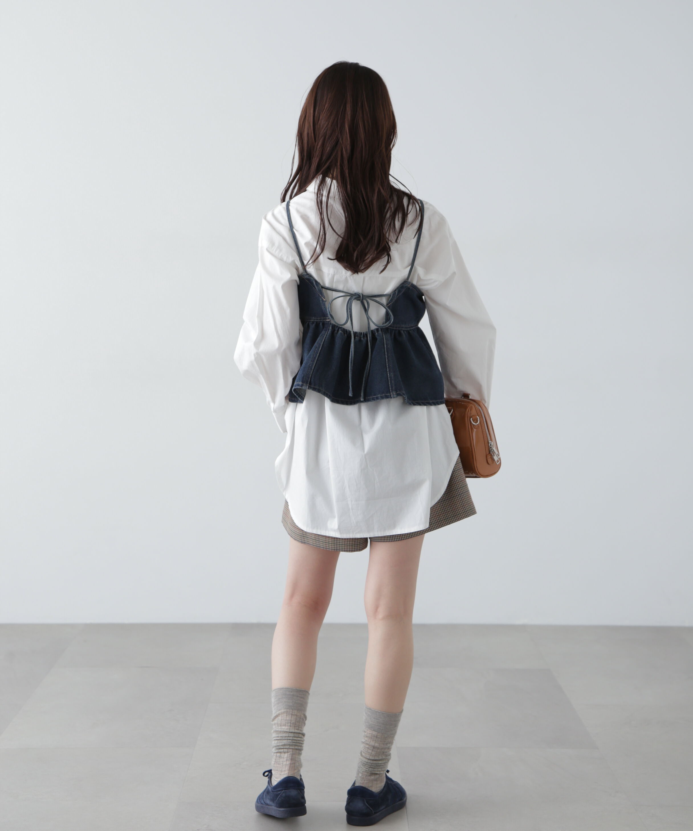  「ペプラムギャザーデニムビスチェ」|シャツ・ブラウス|