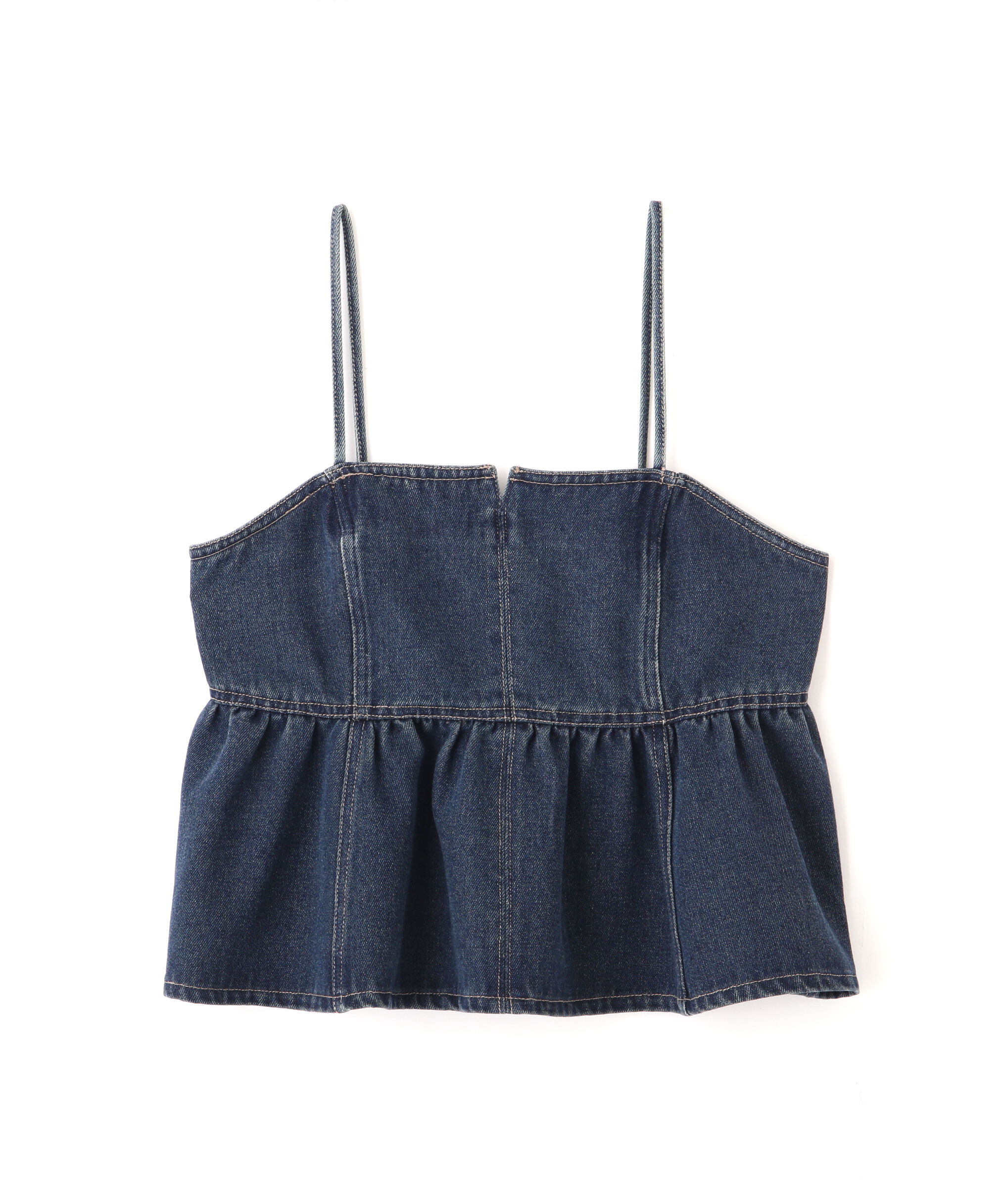  「ペプラムギャザーデニムビスチェ」|シャツ・ブラウス|