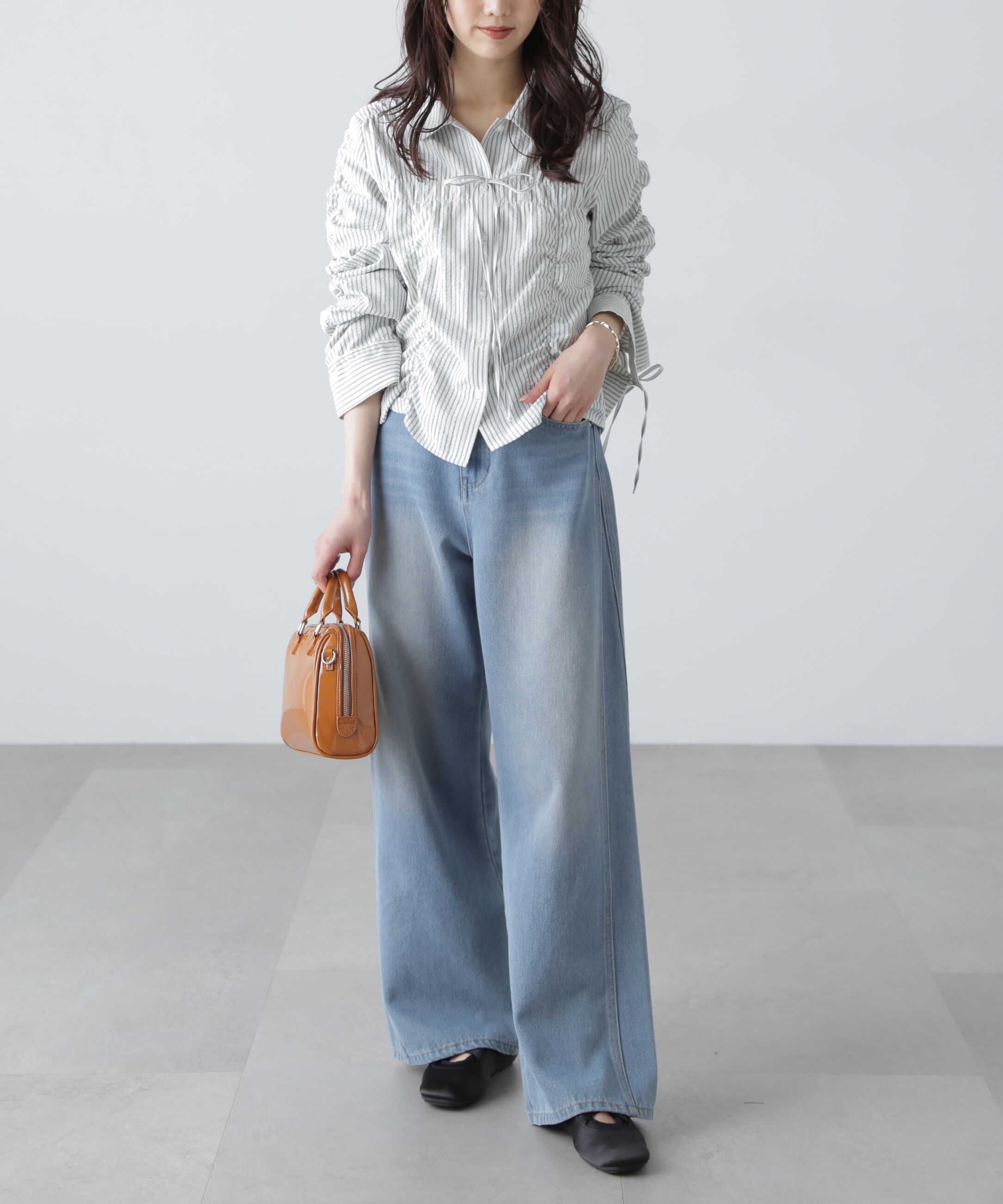  「シャーリングストライプシャツ」|シャツ・ブラウス|