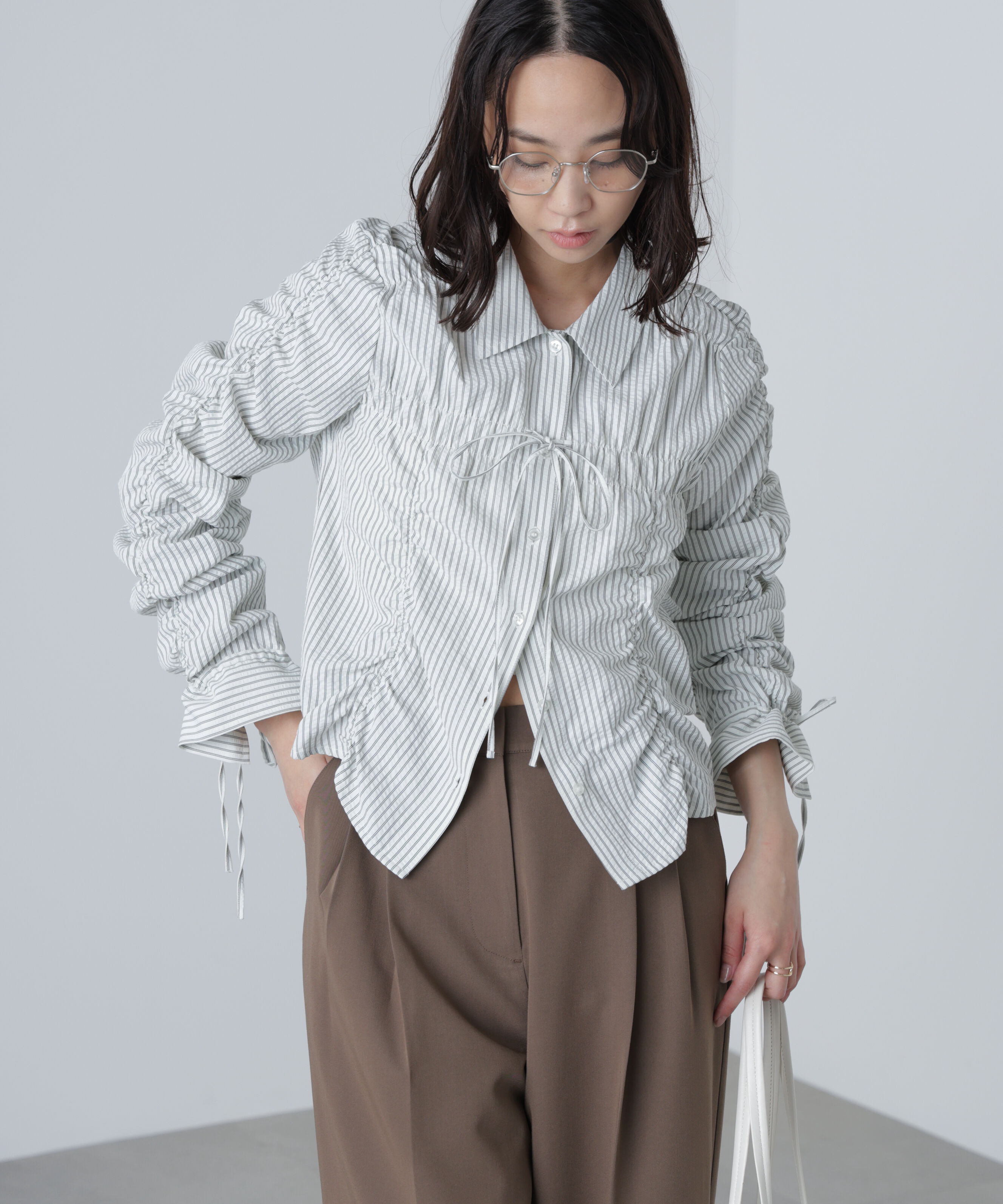  「シャーリングストライプシャツ」|シャツ・ブラウス|