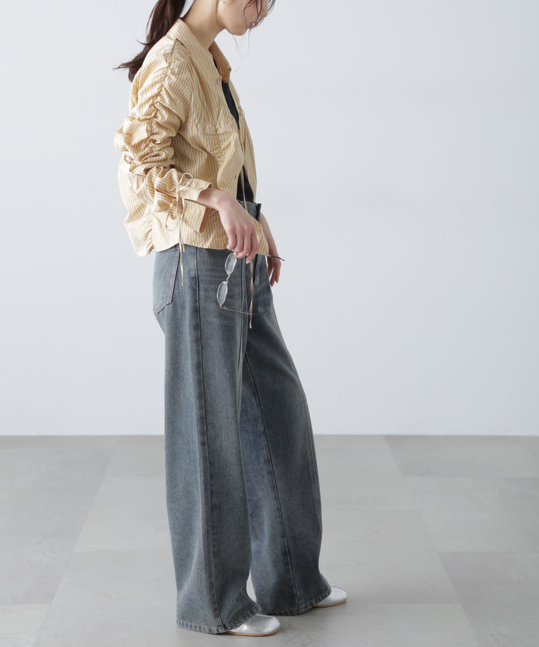  「シャーリングストライプシャツ」|シャツ・ブラウス|