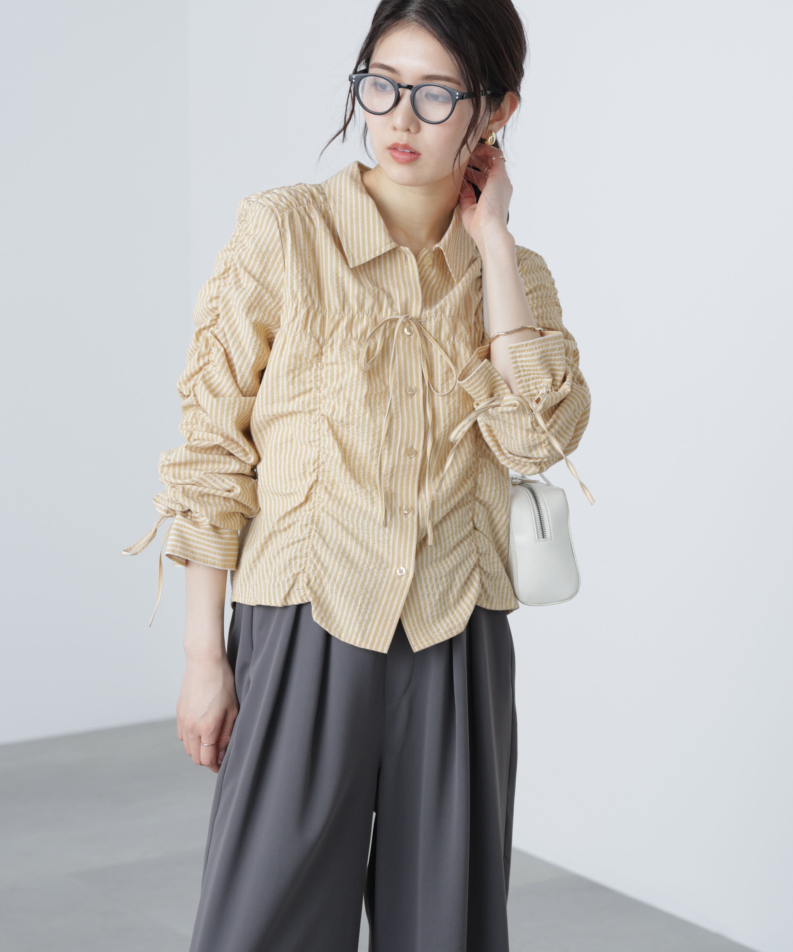  「シャーリングストライプシャツ」|シャツ・ブラウス|