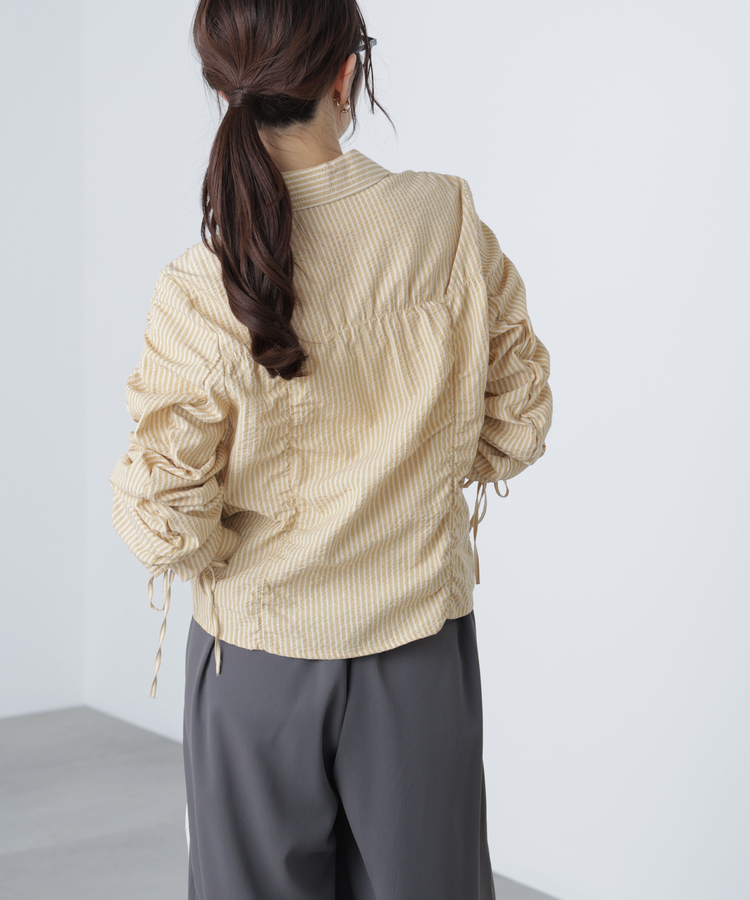  「シャーリングストライプシャツ」|シャツ・ブラウス|