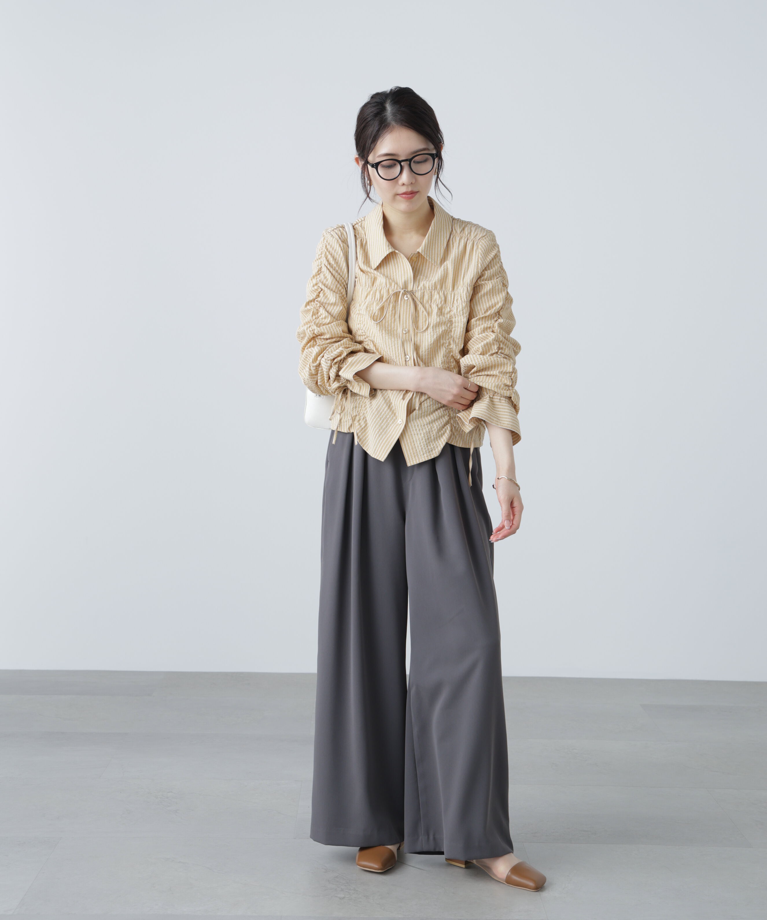  「シャーリングストライプシャツ」|シャツ・ブラウス|