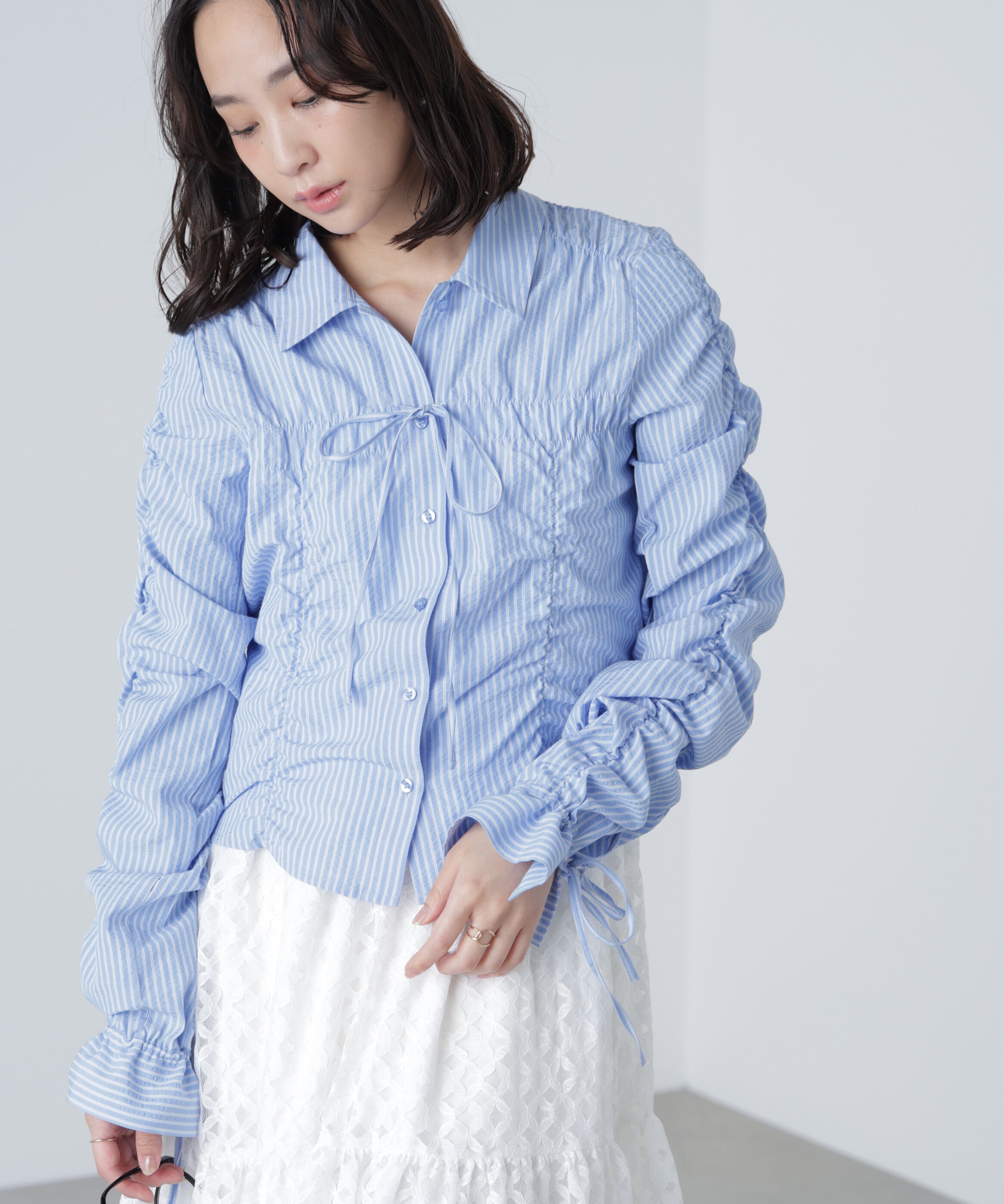  「シャーリングストライプシャツ」|シャツ・ブラウス|