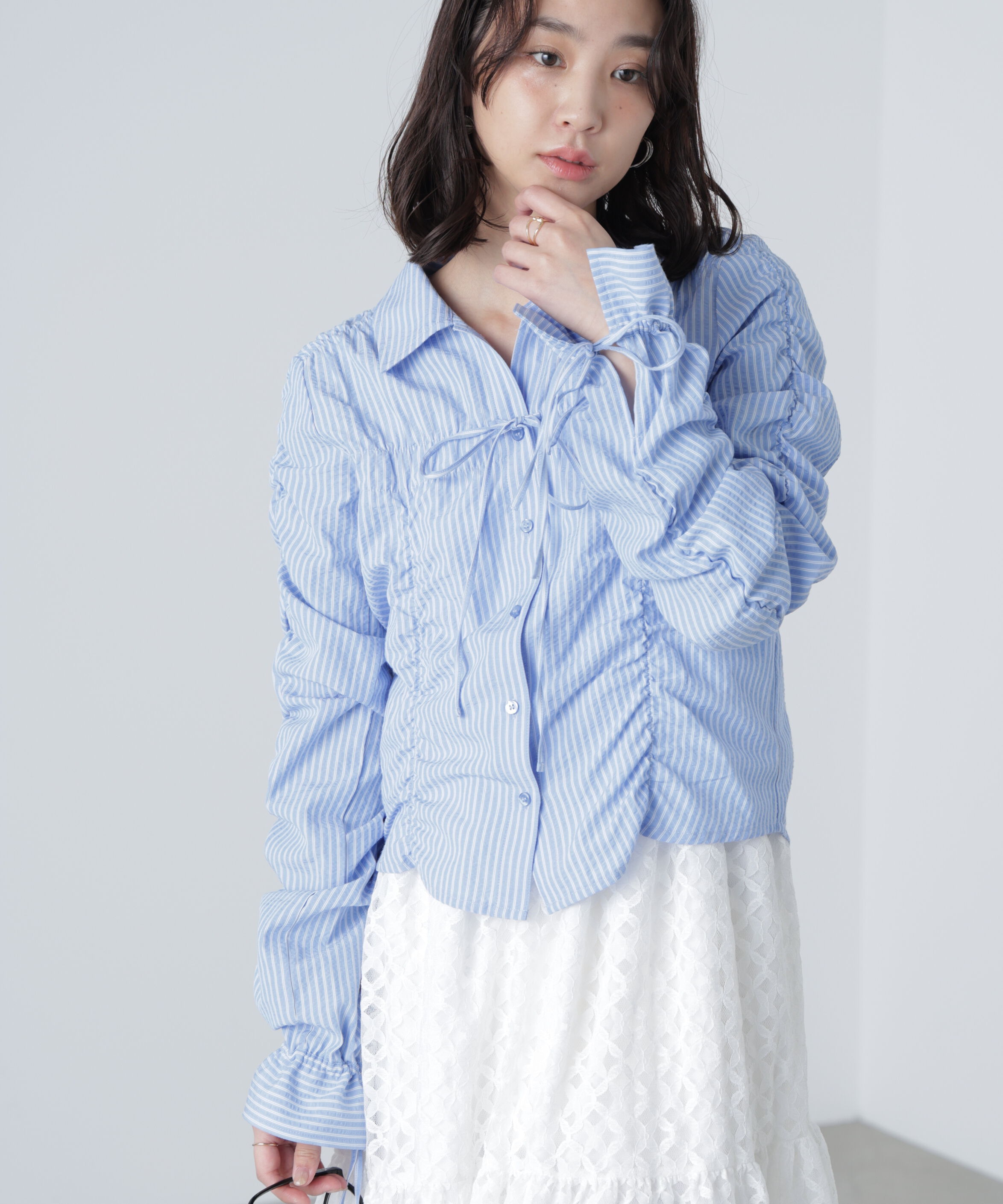  「シャーリングストライプシャツ」|シャツ・ブラウス|