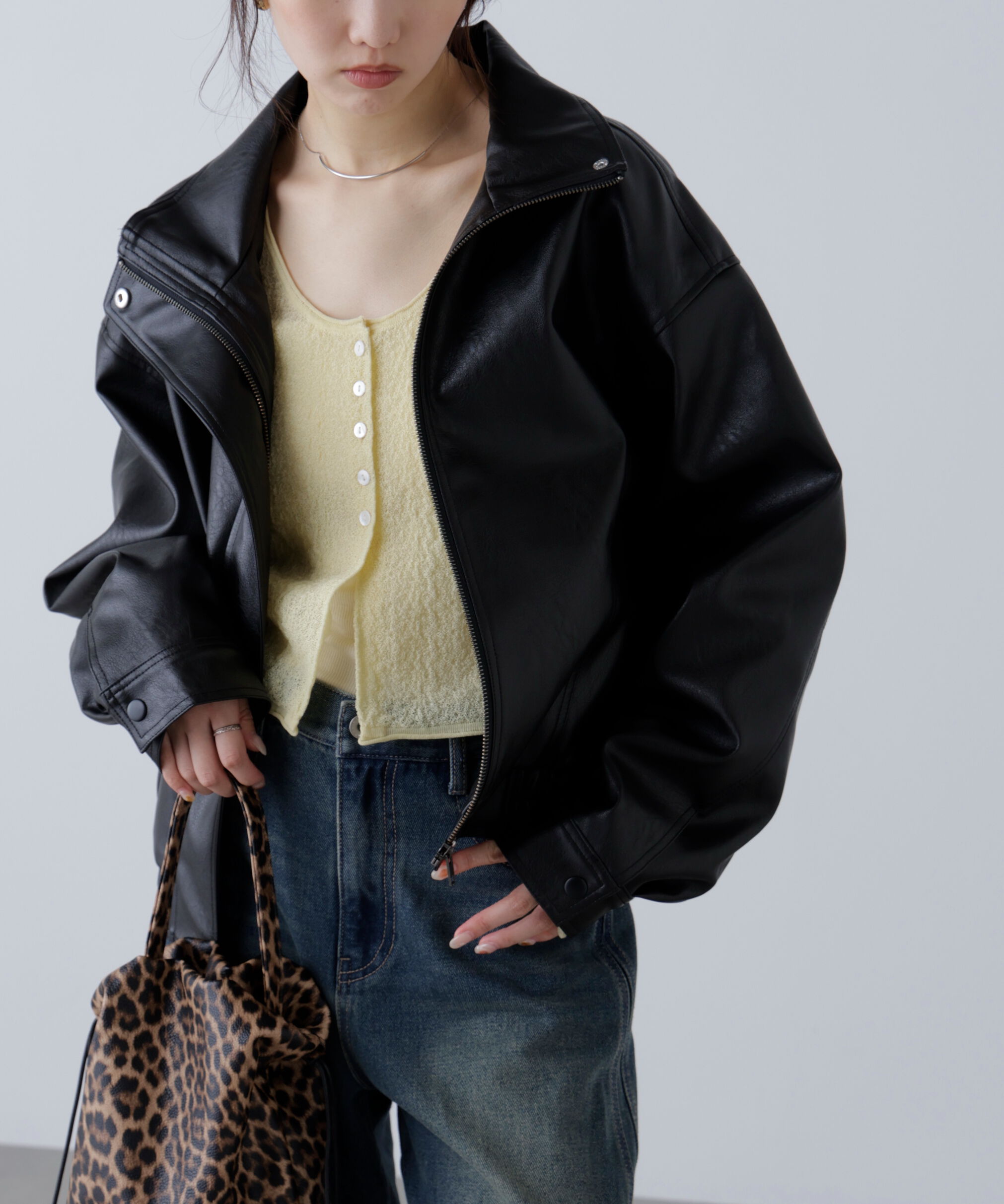  「スタンド合皮ブルゾン」|ブルゾン・スタジャン|