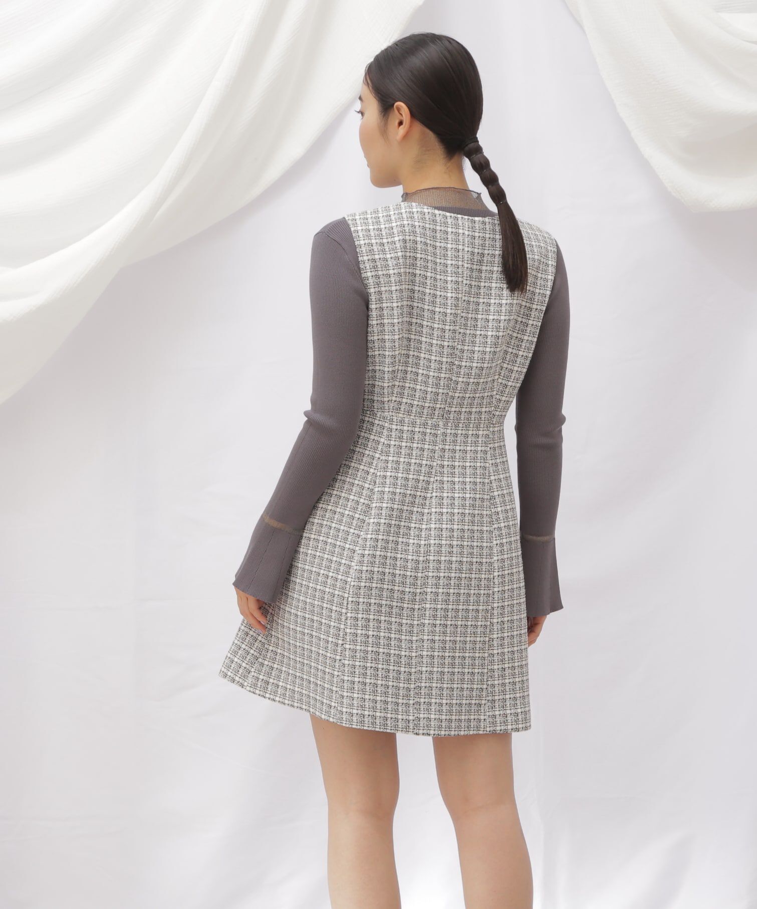  「◇フロントジップツイードミニワンピース」|ワンピース|